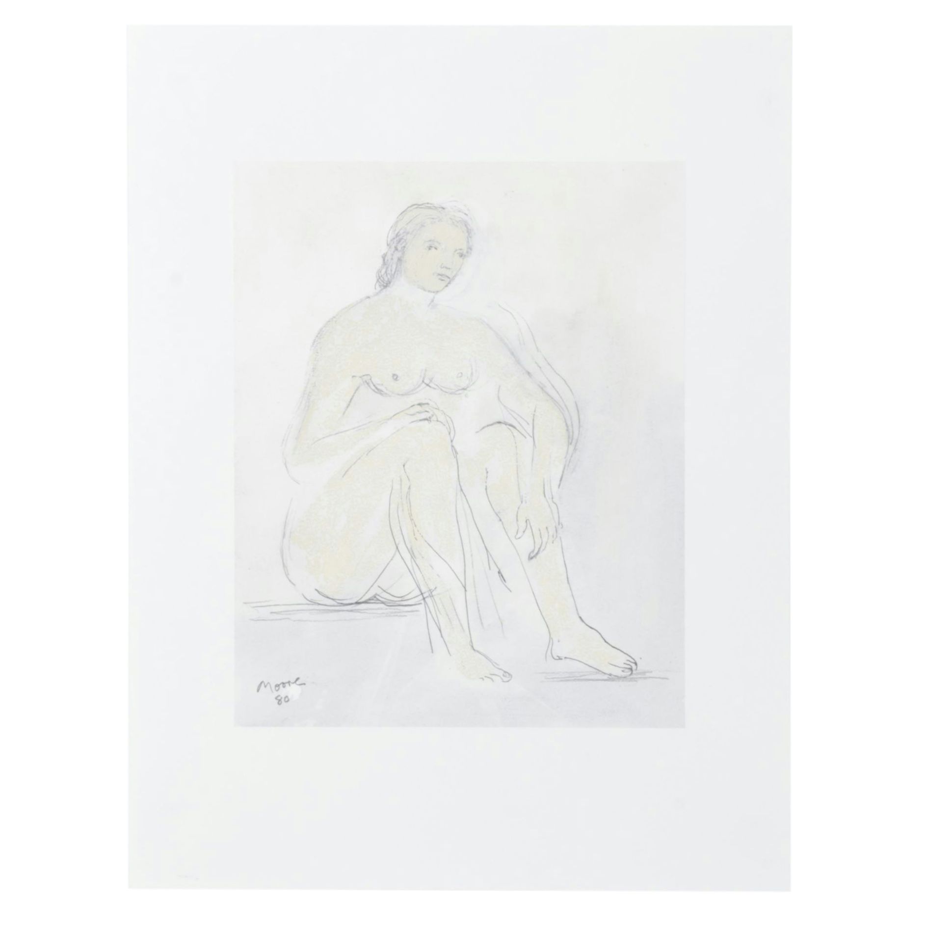 Offset Lithograph After Henry Moore “Seated Nude," 1980