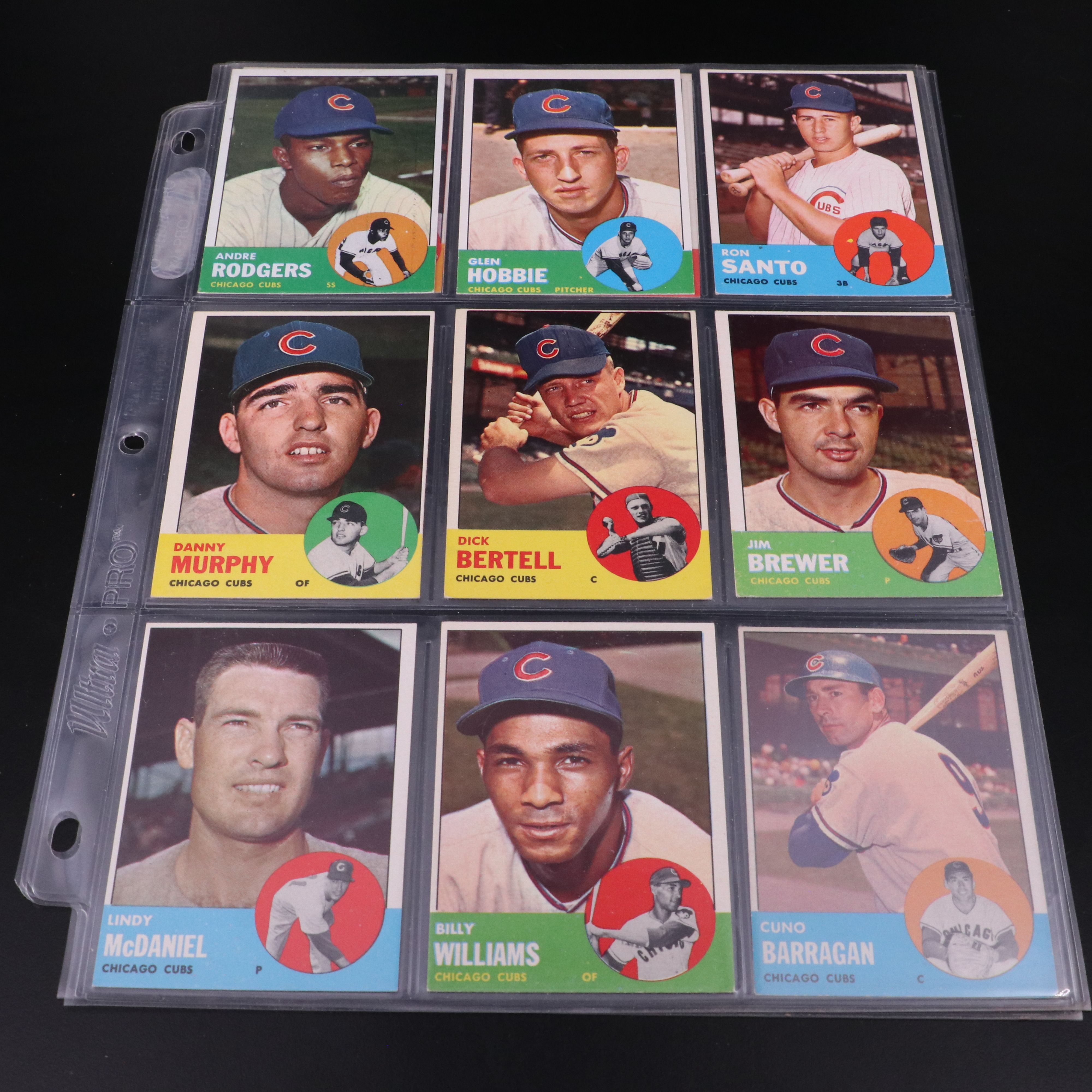 Topps Baseball Cards Featuring Ron Santo, Nellie Fox, and More, 1960-1963