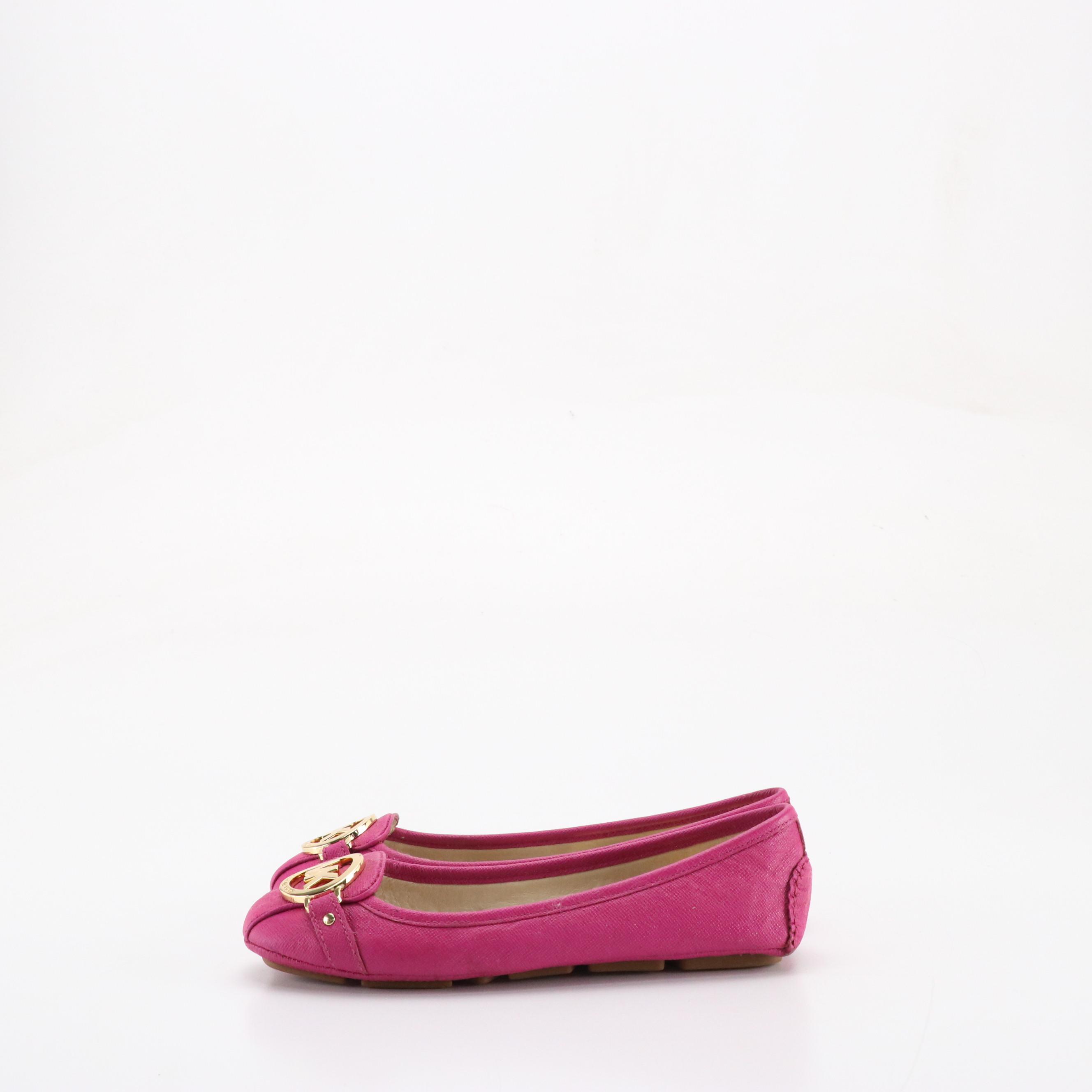 Michael Michael Kors Fulton Moccasin Flats in Pink Leather and Embossed Leather