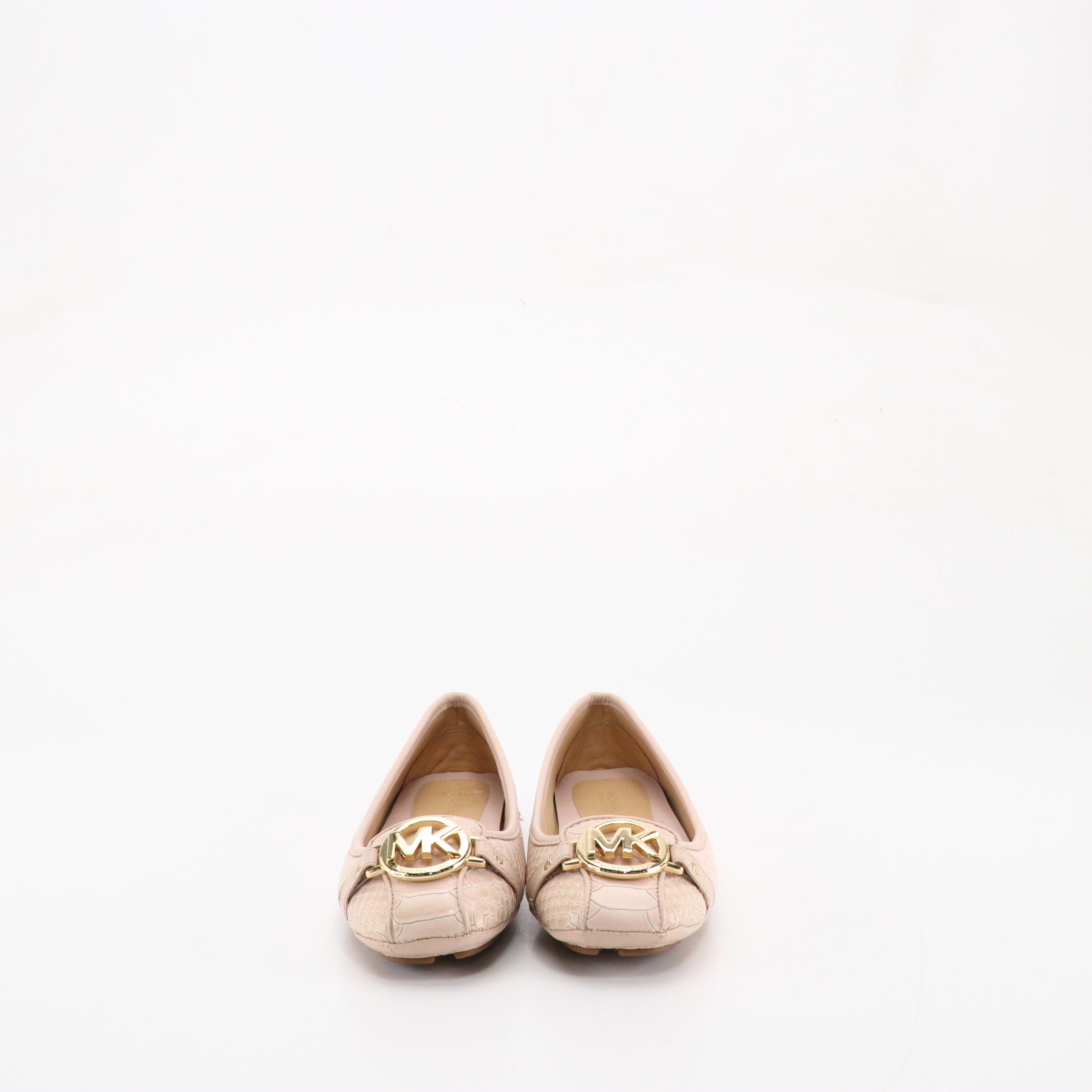 Michael Michael Kors Fulton Moccasin Flats in Pink Leather and Embossed Leather