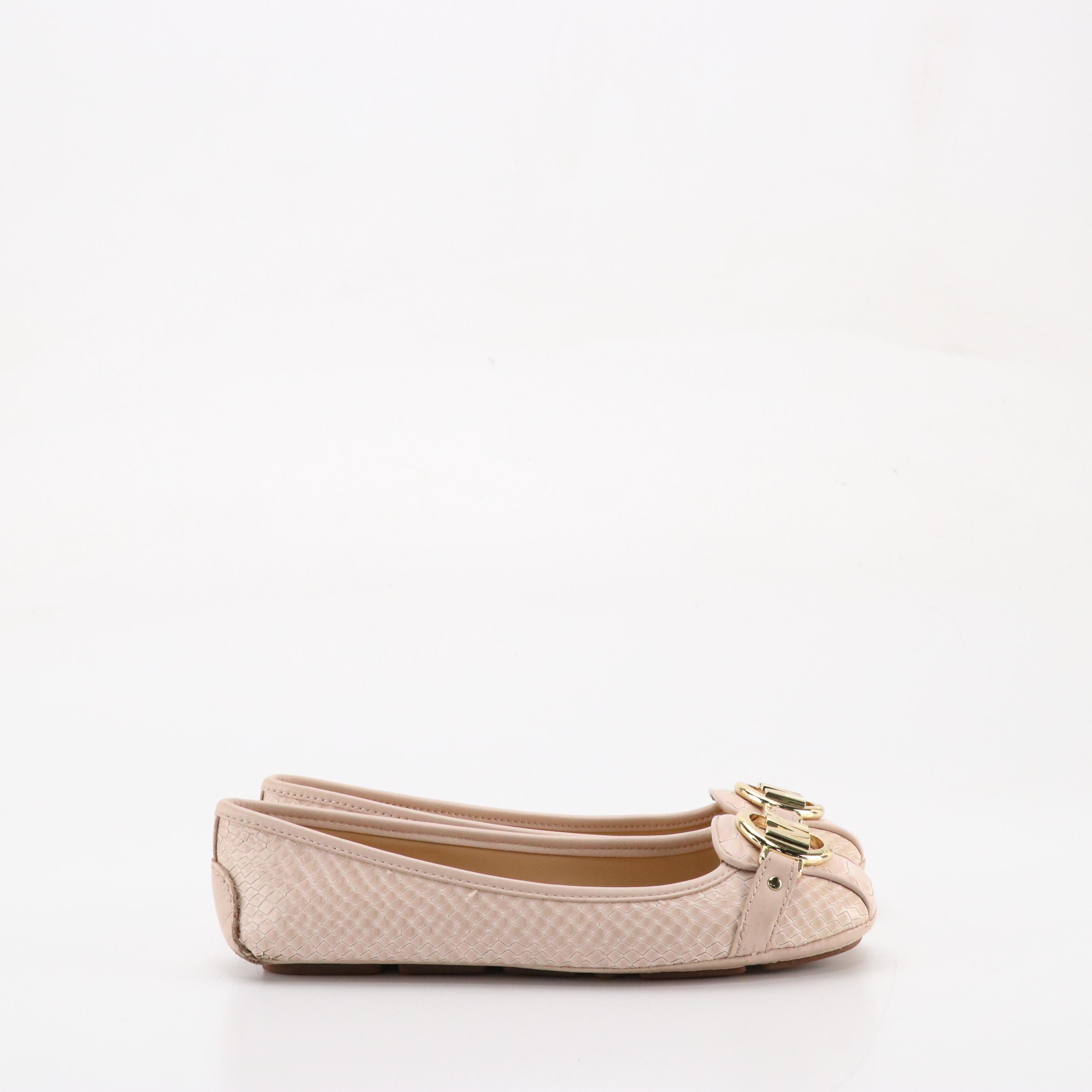 Michael Michael Kors Fulton Moccasin Flats in Pink Leather and Embossed Leather
