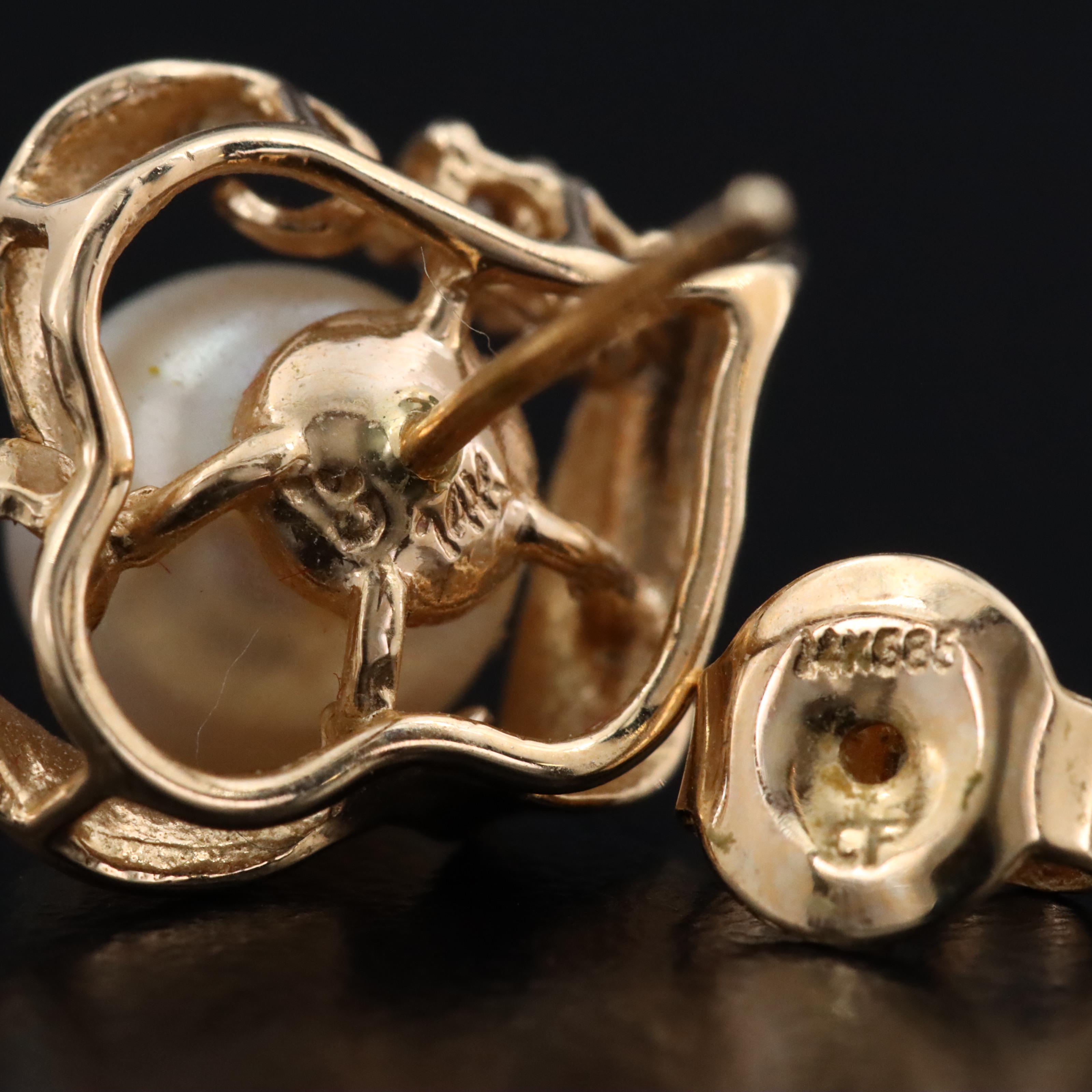 14K Pearl and Diamond Earrings