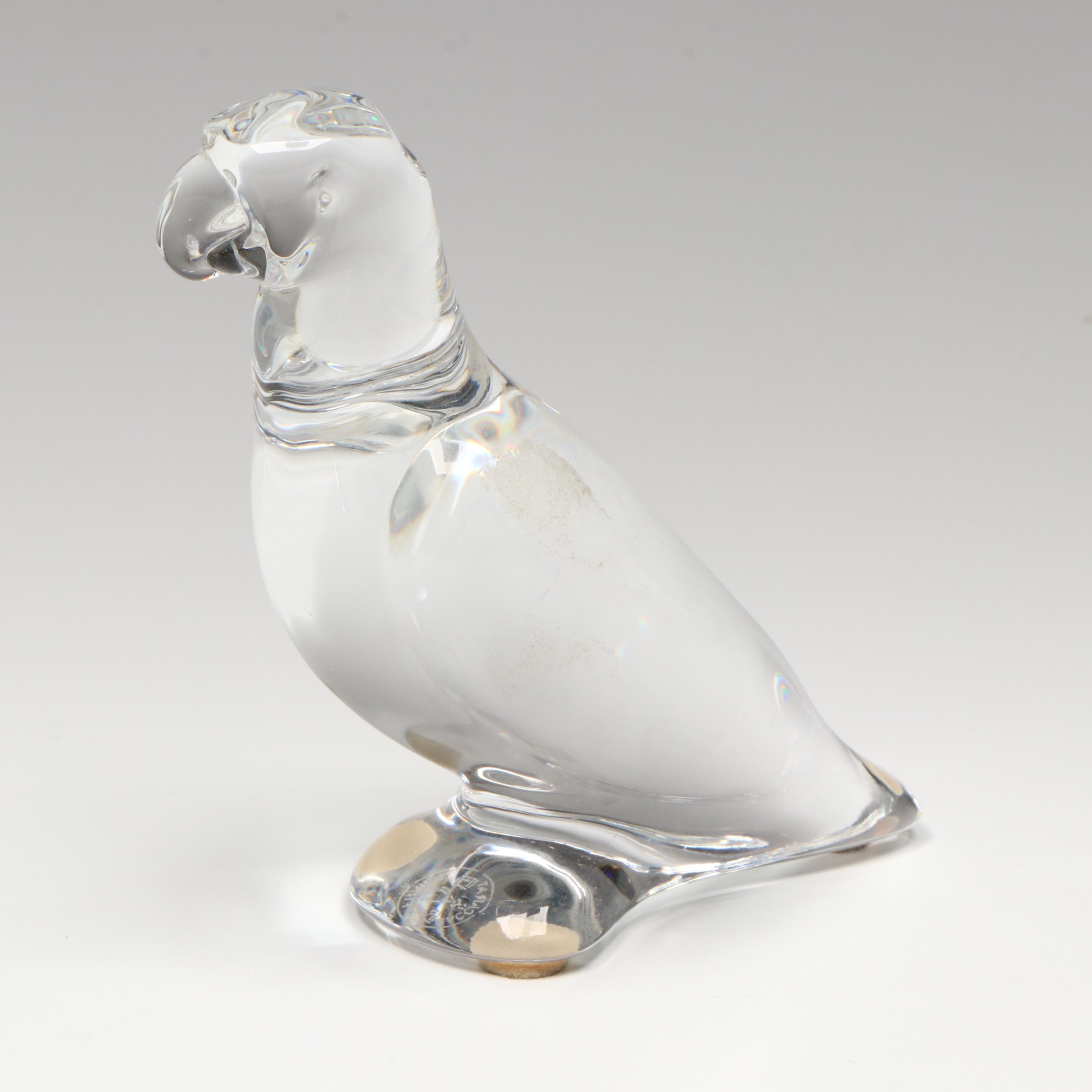 Baccarat Crystal Parrot and Other Glass Animal Figurines