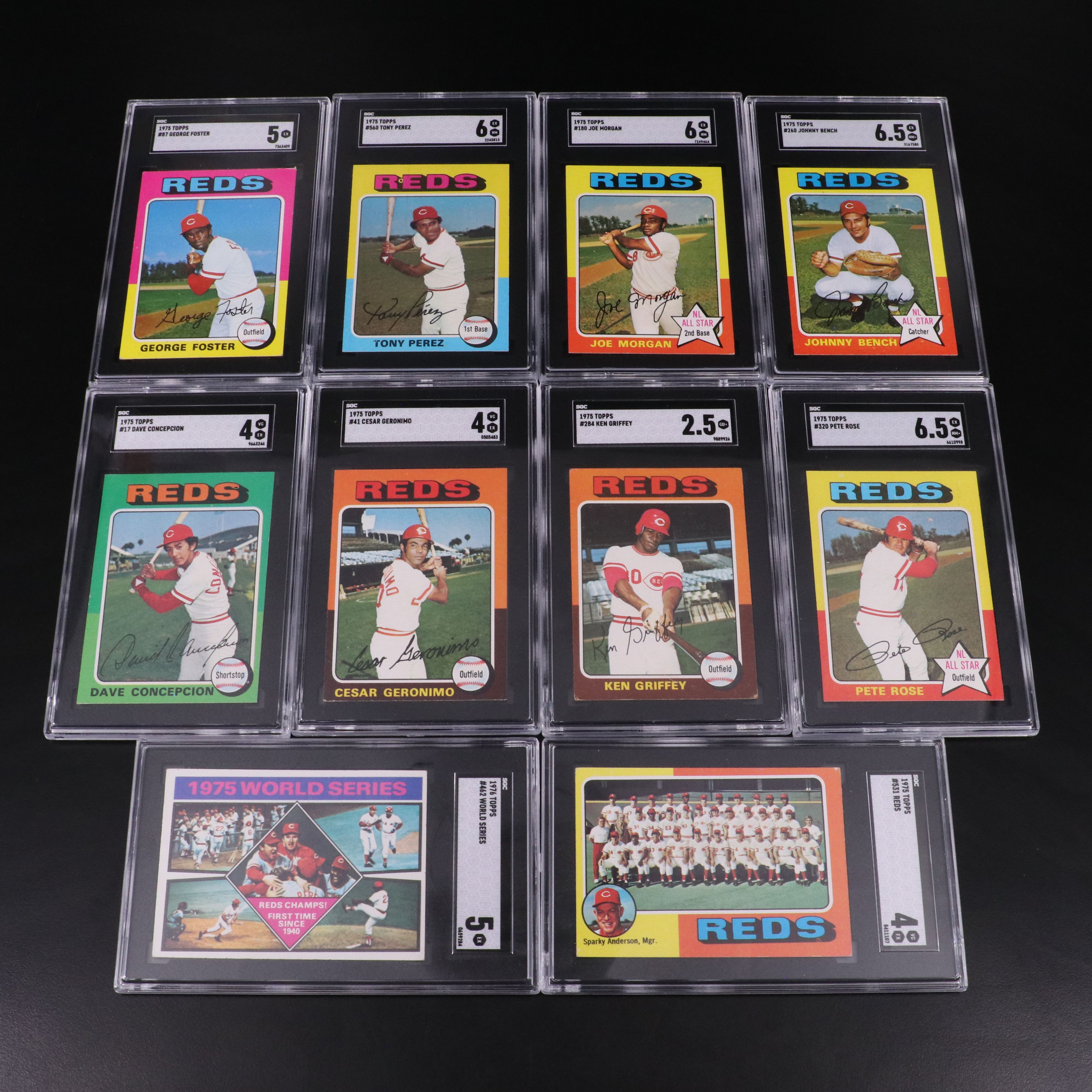 1975 Topps Cincinnati Reds World Series Champions SGC Graded Baseball Cards