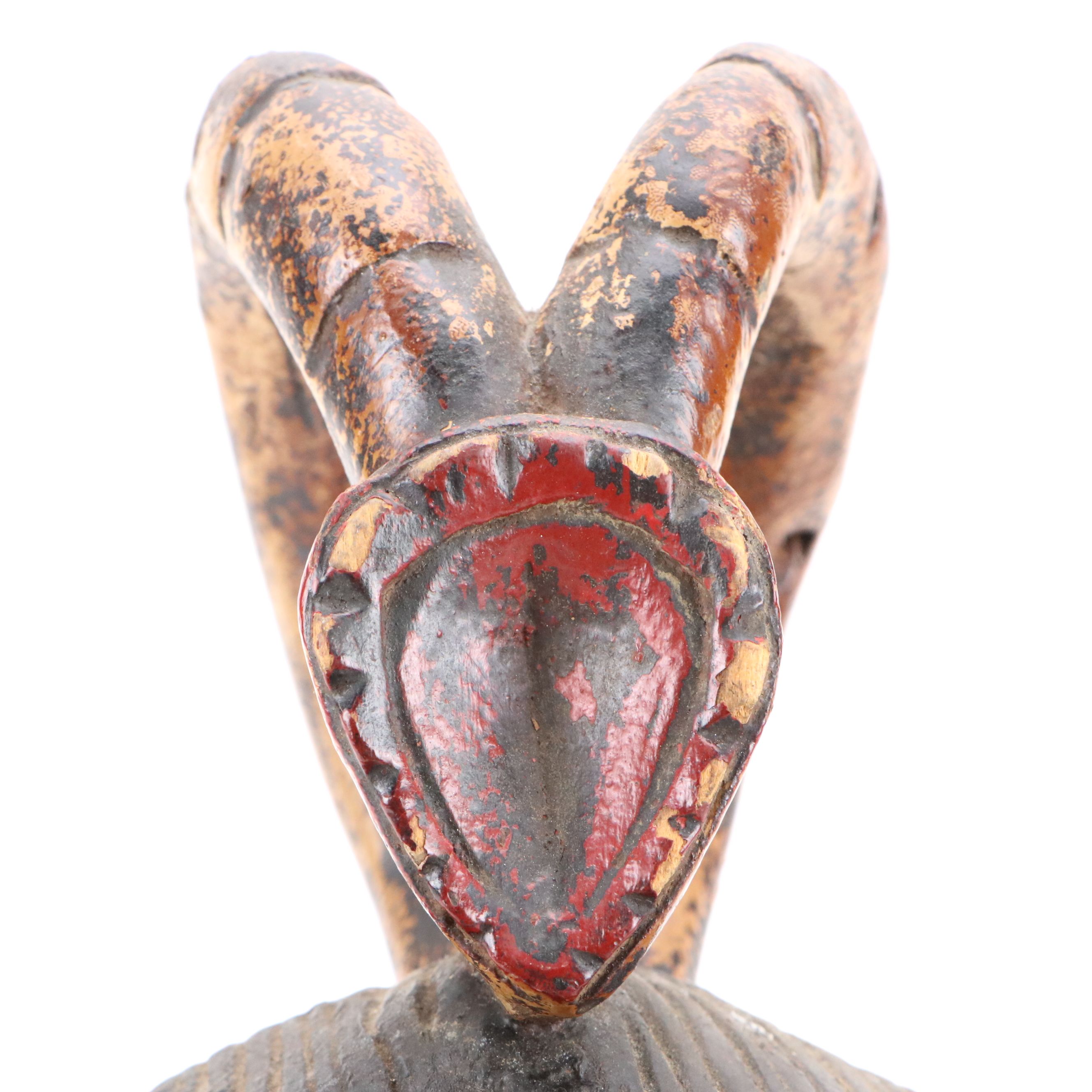 West African Ivory Coast Guro Hand-Carved Wood Polychrome Mask