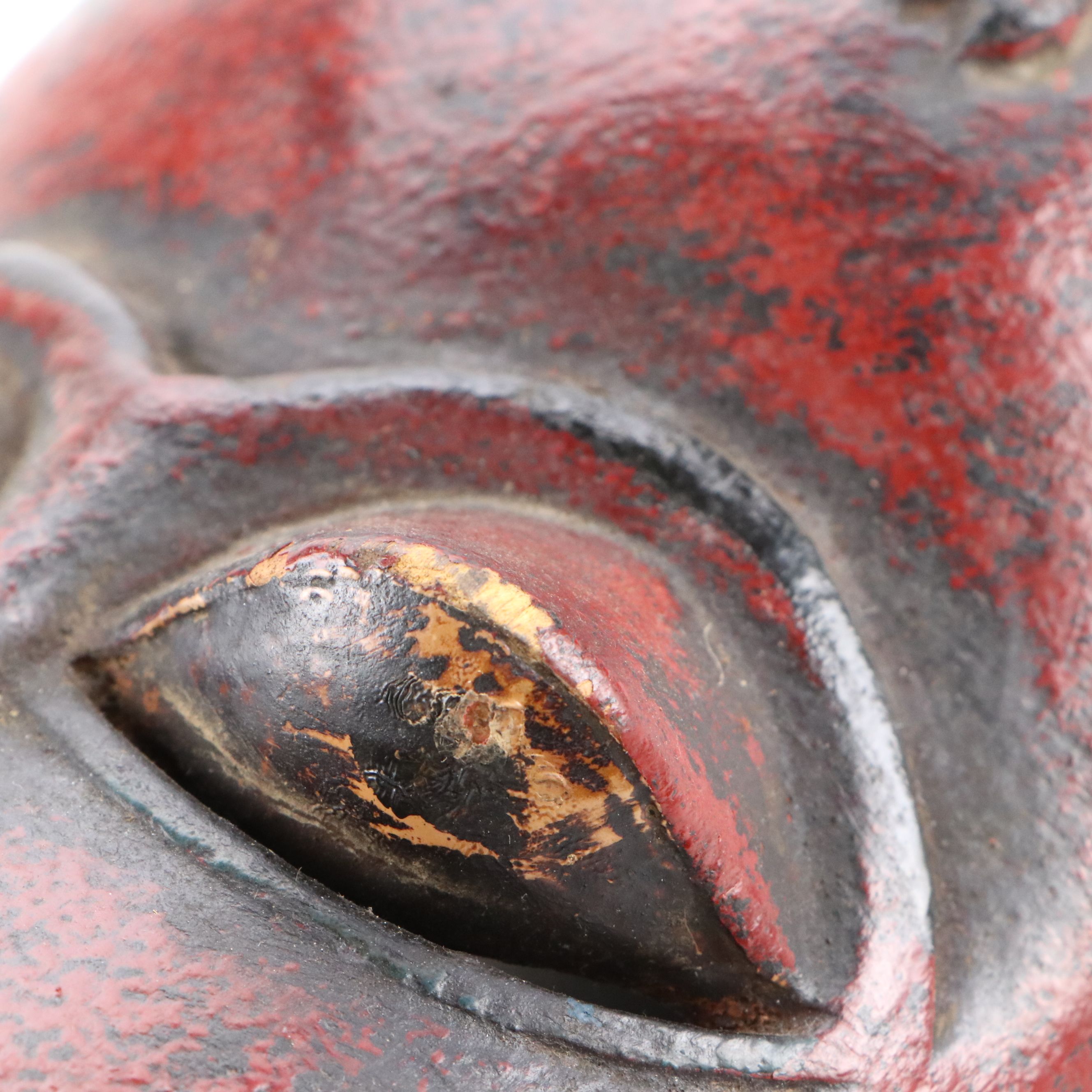 West African Ivory Coast Guro Hand-Carved Wood Polychrome Mask
