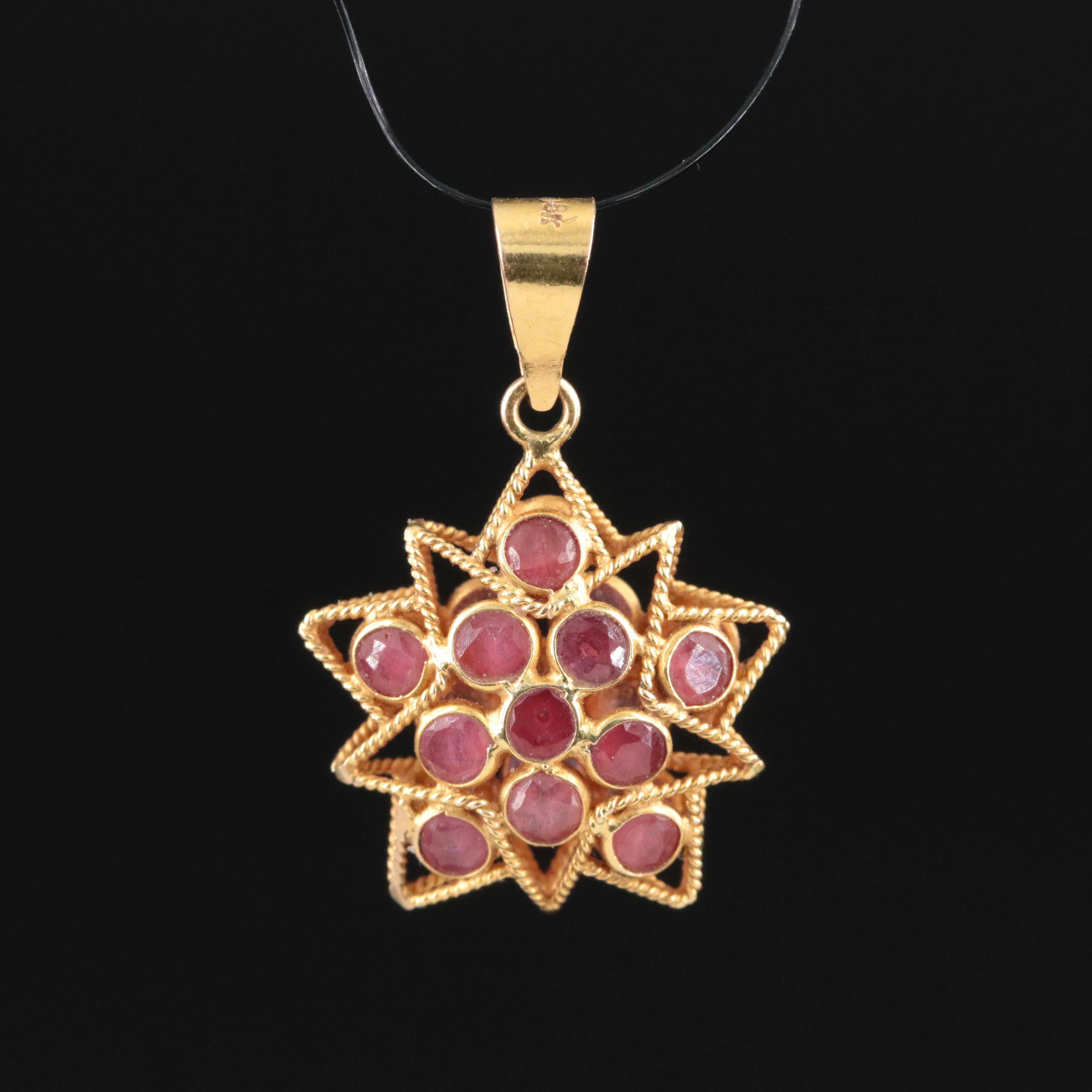 18K Ruby Star Pendant