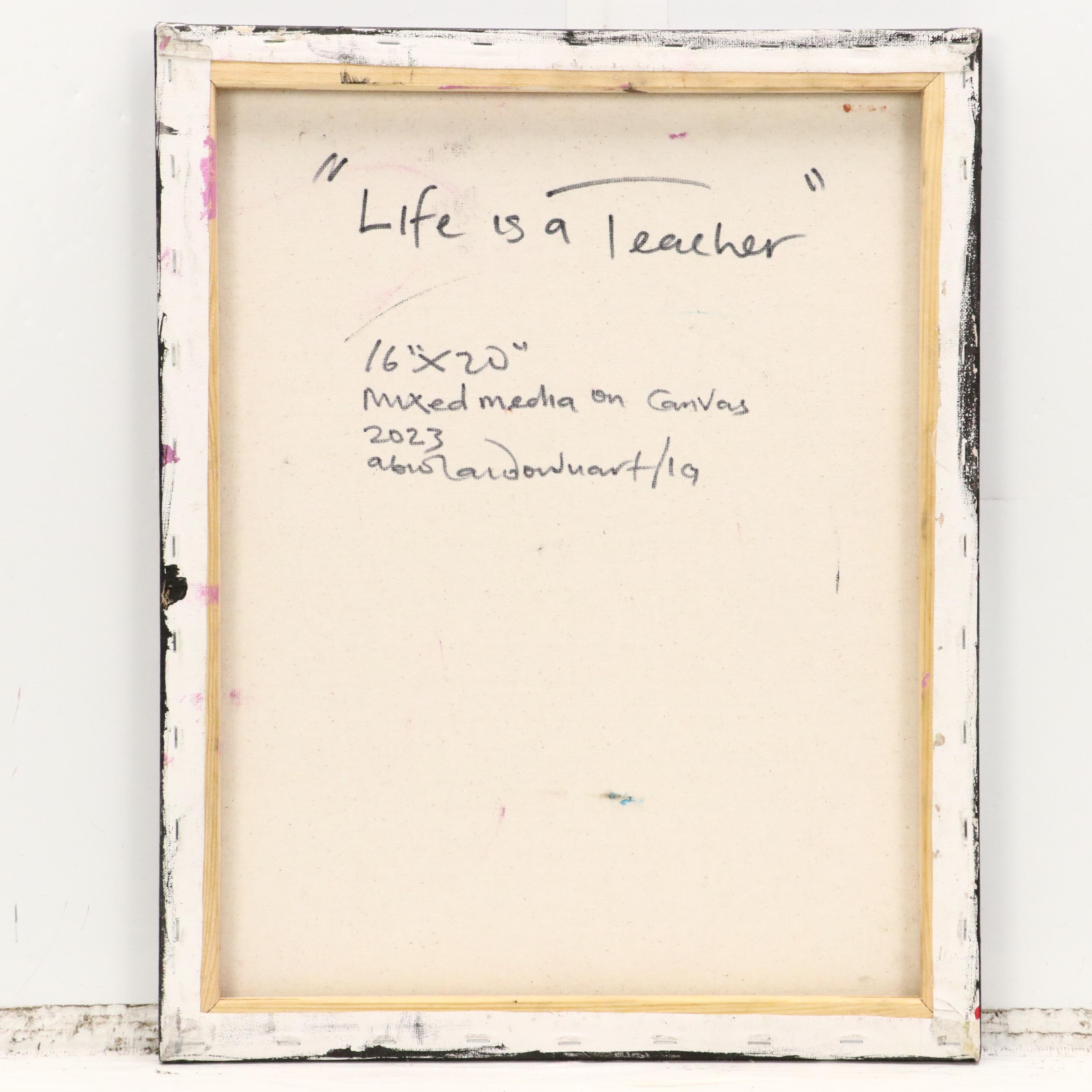 Abiola Idowu Mixed Media Painting "Life is a Teacher," 2023