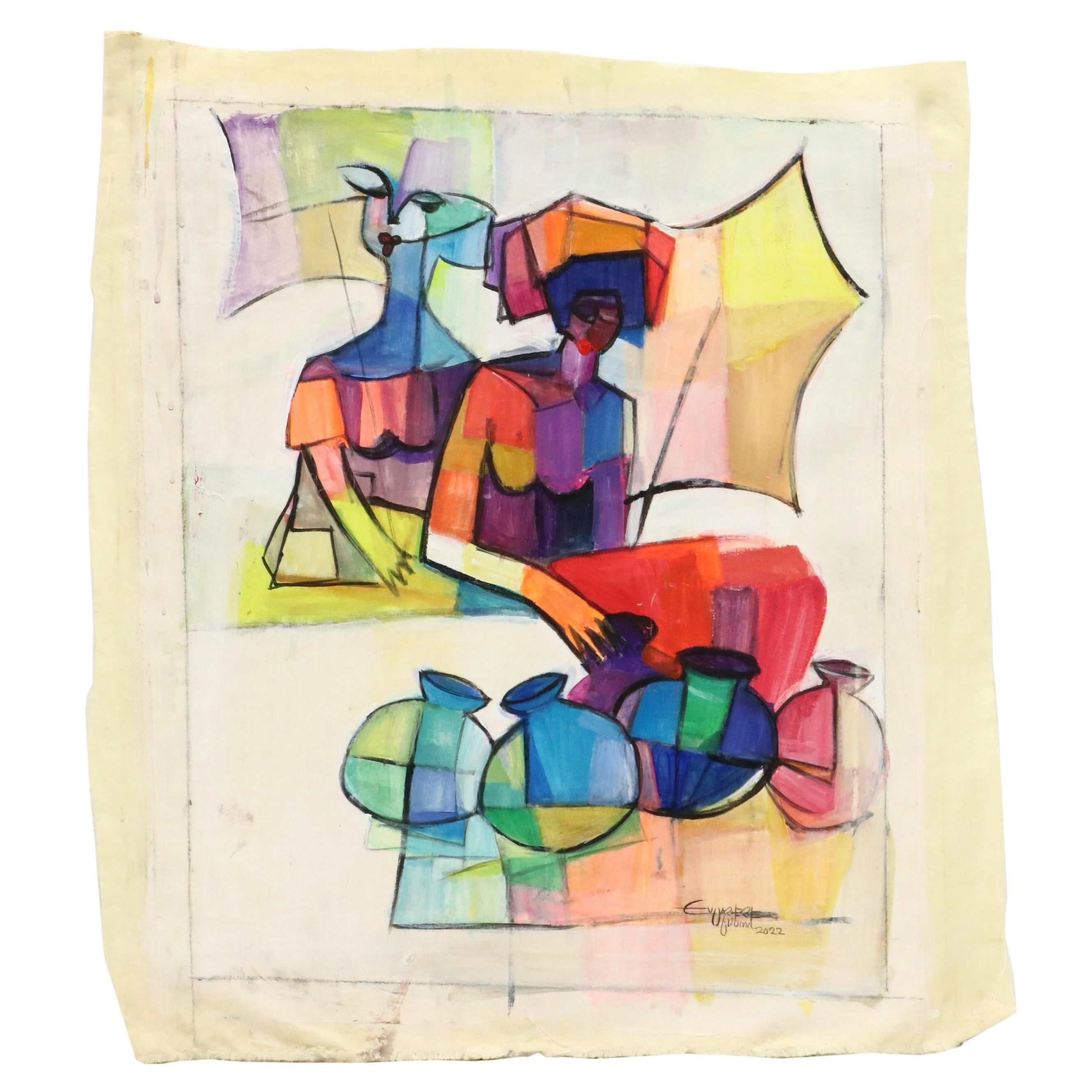 Evuarherhe Ufuoma Acrylic Painting "we are one," 2022