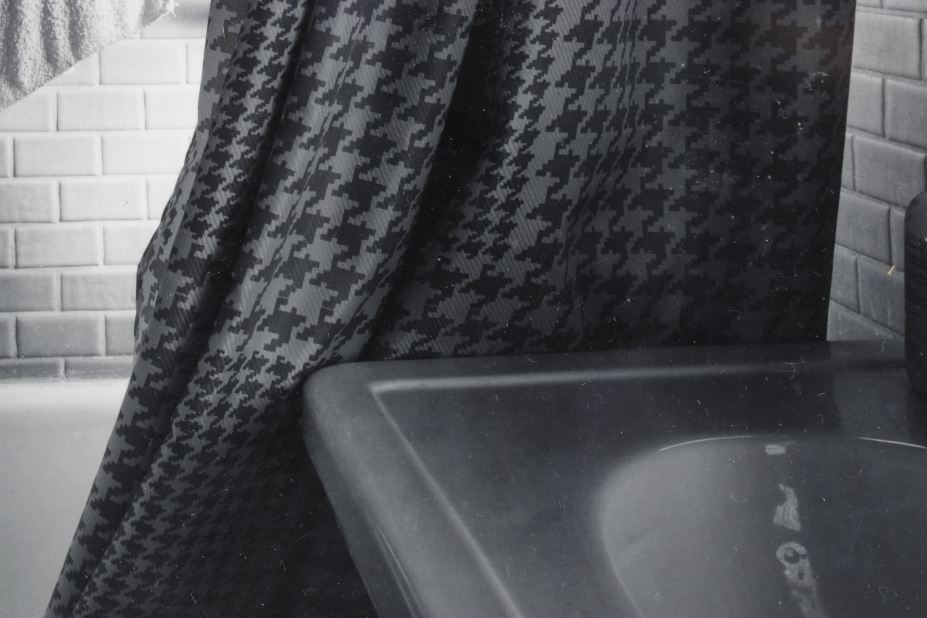 Black and White Still Life Digital Photograph of Bathroom, Early 21st Century