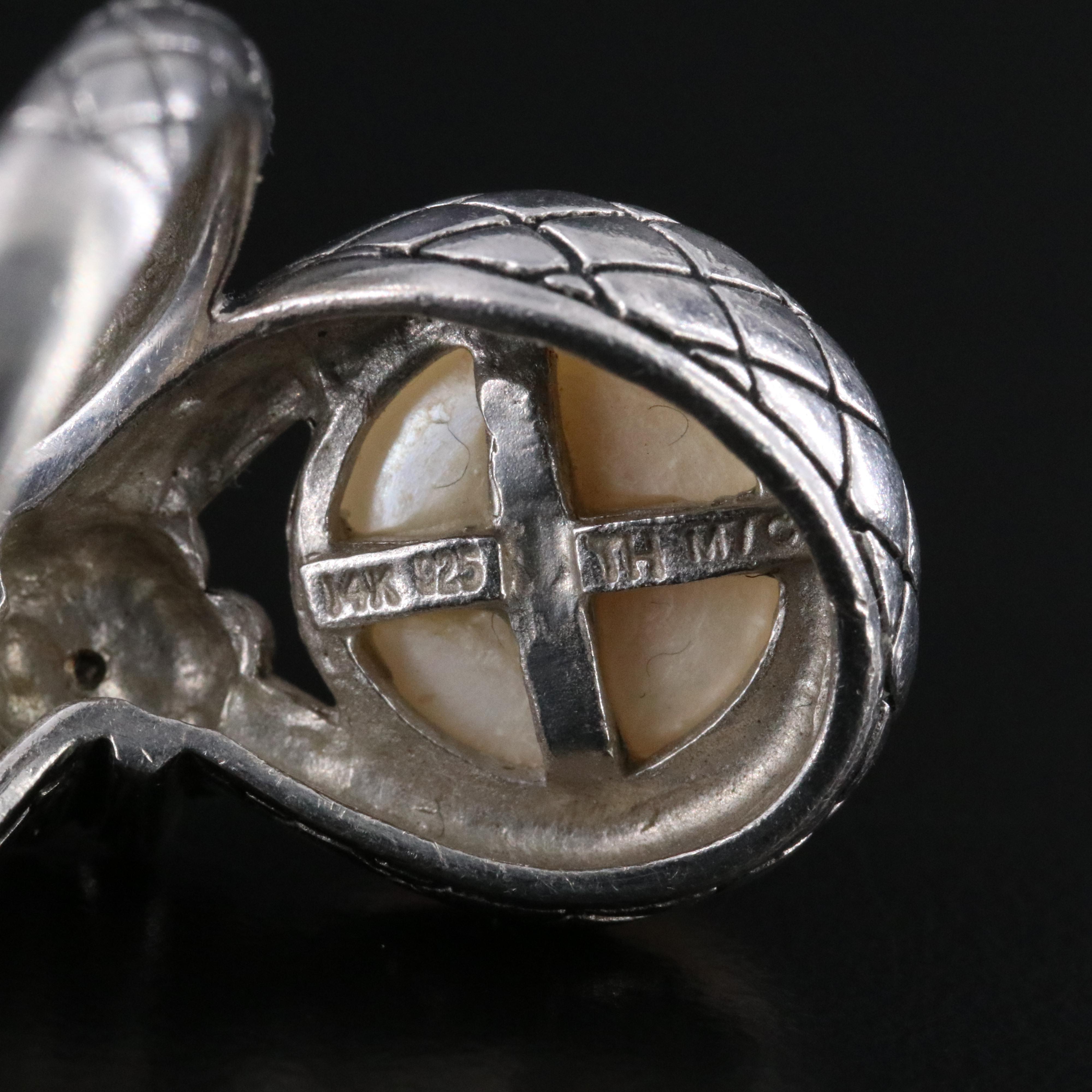 Sterling Pearl Ring with 14K and Diamond Accents