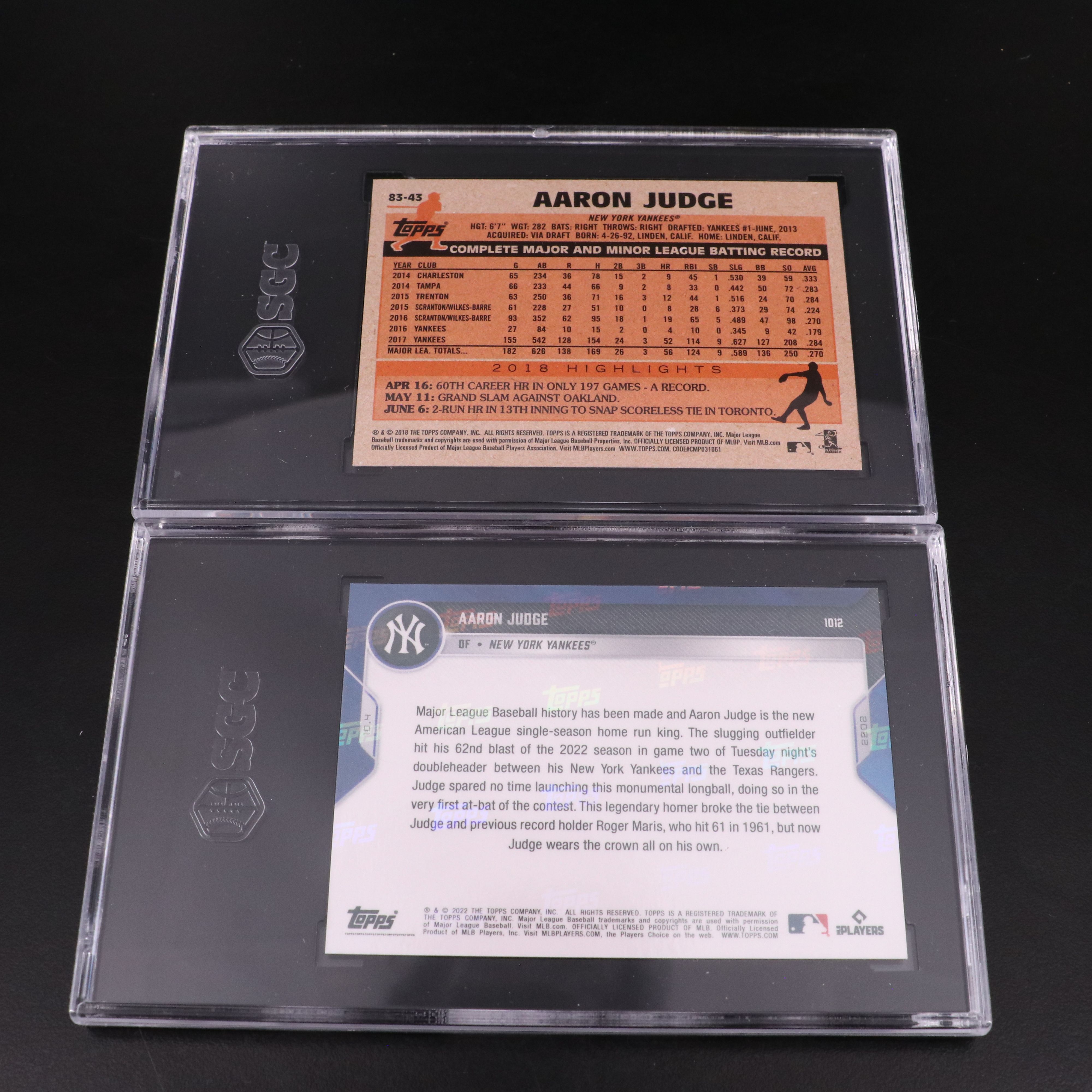 Aaron Judge SGC and CGC Graded Baseball Cards Featuring Rookie and More
