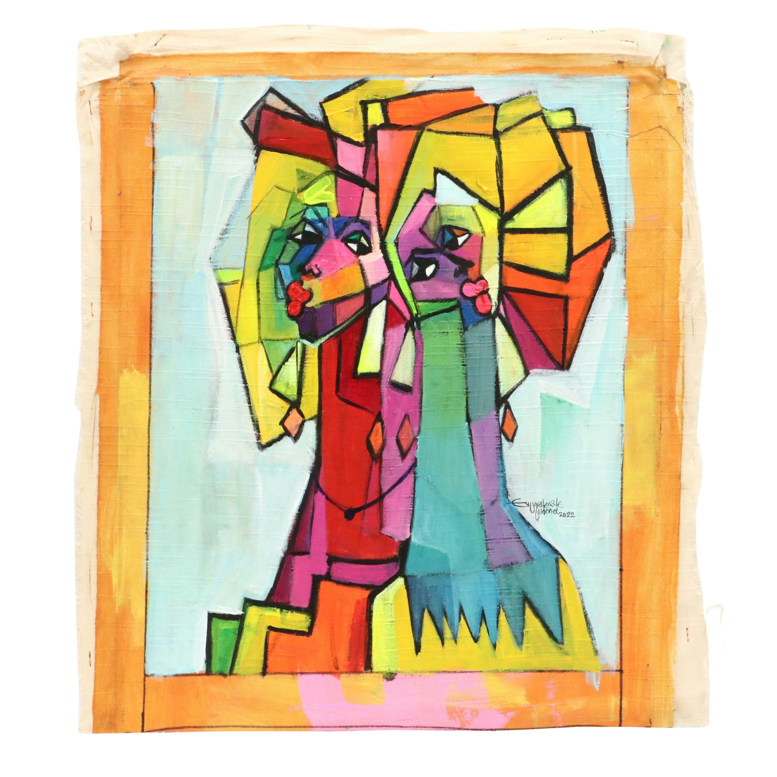 Evuarherhe Ufuoma Modern Acrylic Painting "Great Attitude," 2022