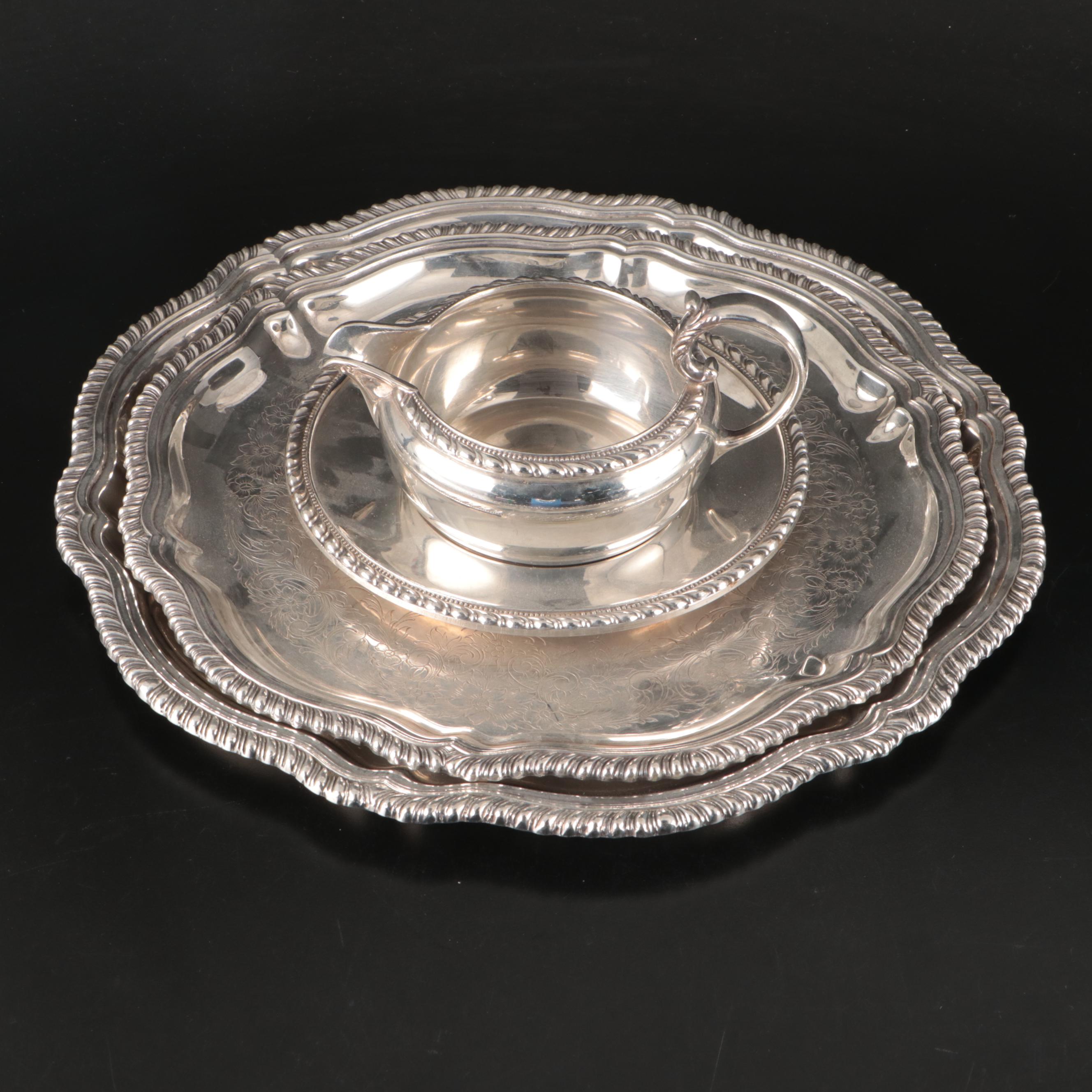 Reed & Barton Silver Plated Creamer, Plate and Trays