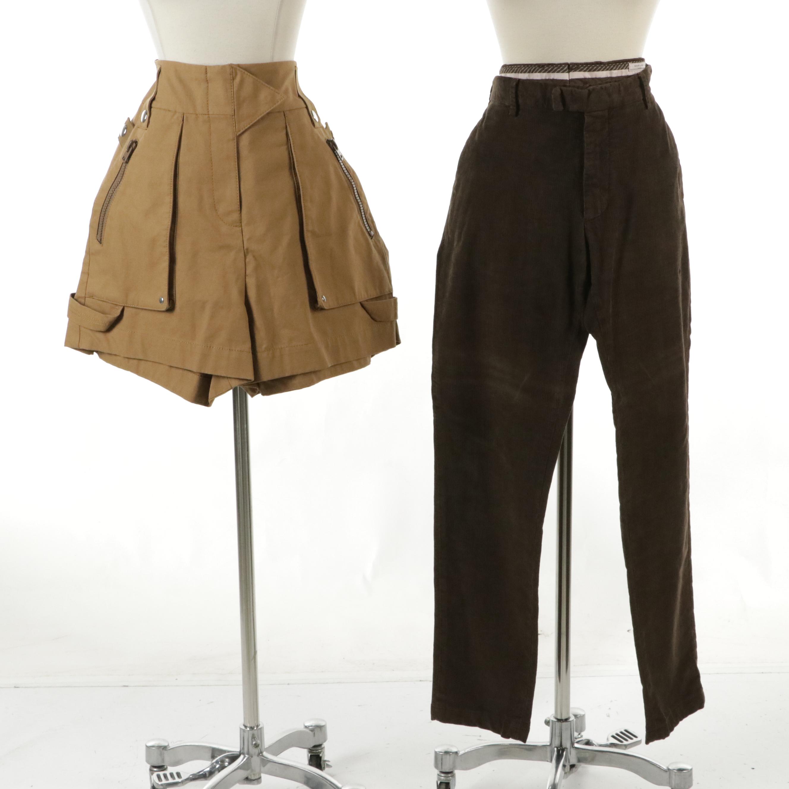 Coach Pocket Shorts and Boglioli Brown Straight-Leg Pants