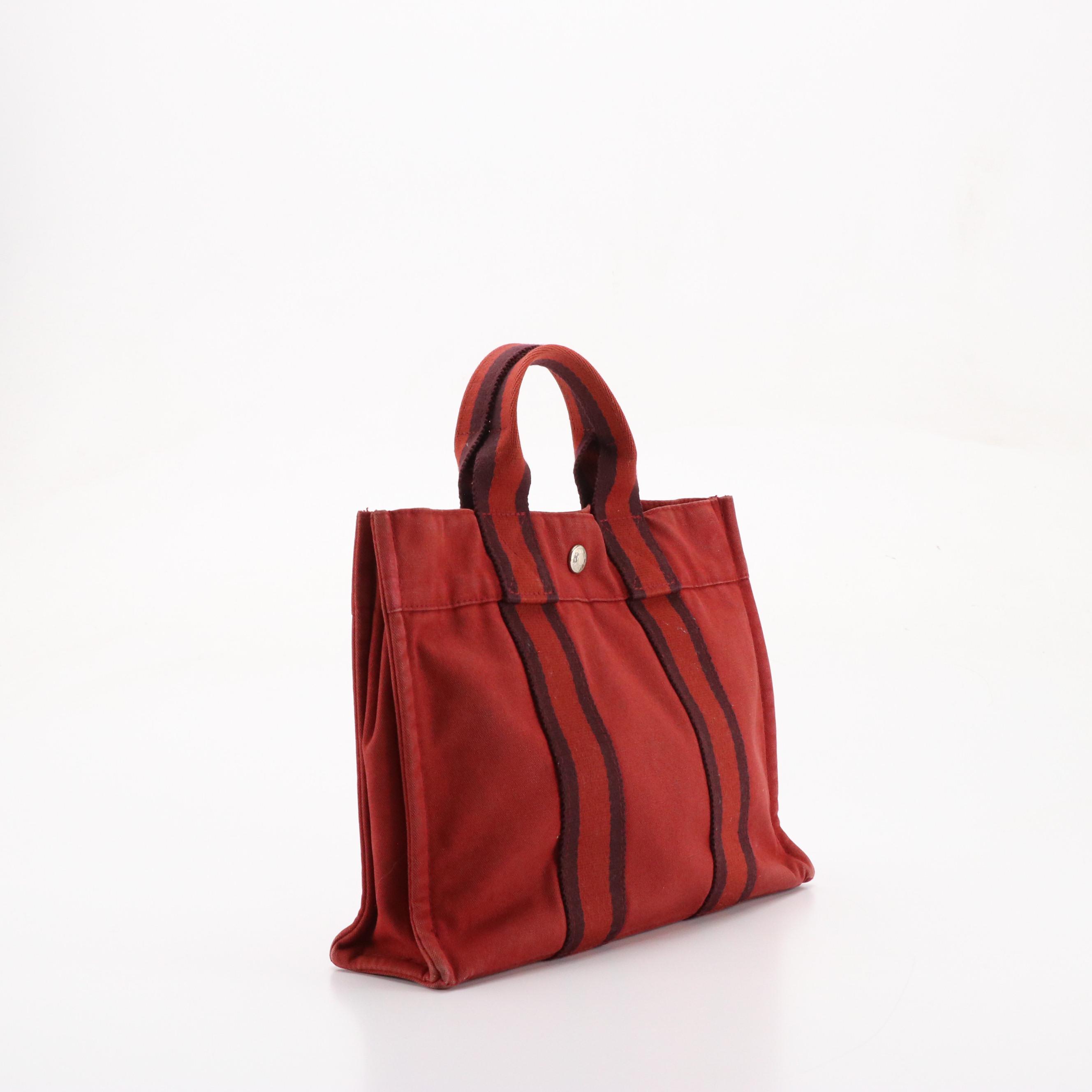 Hermès Fourre-Tout PM in Red Cotton Canvas