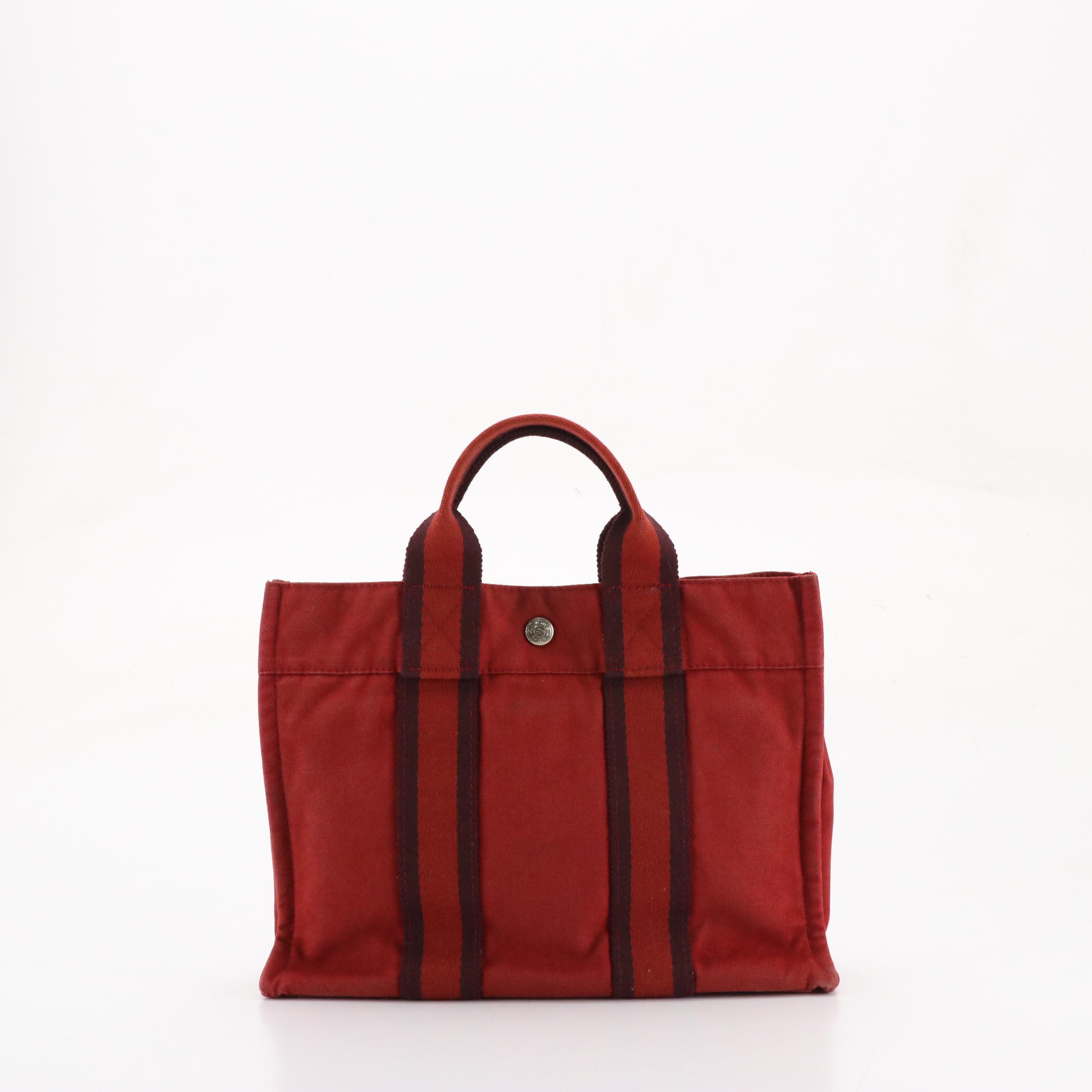 Hermès Fourre-Tout PM in Red Cotton Canvas