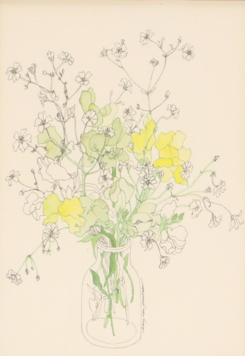 Halftone of Floral Bouquet in Vase After Mary Lou Goertzen "Snapdragons"