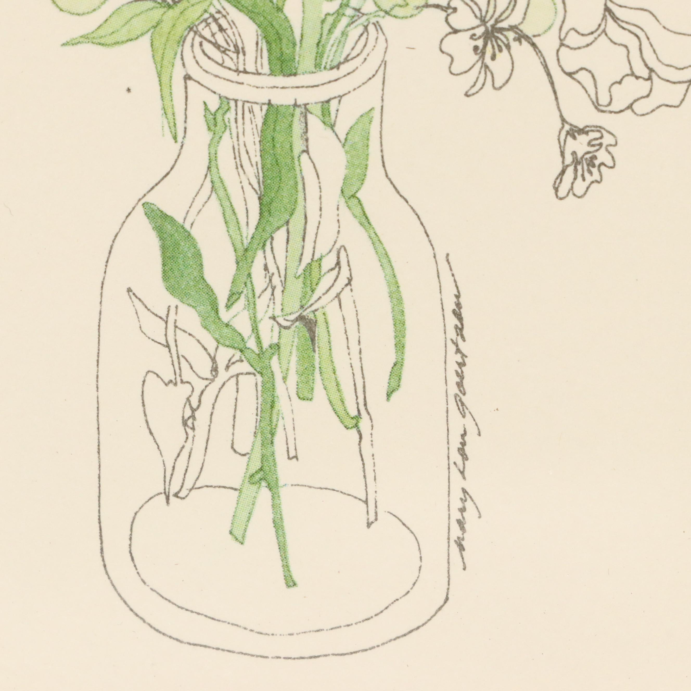 Halftone of Floral Bouquet in Vase After Mary Lou Goertzen "Snapdragons"