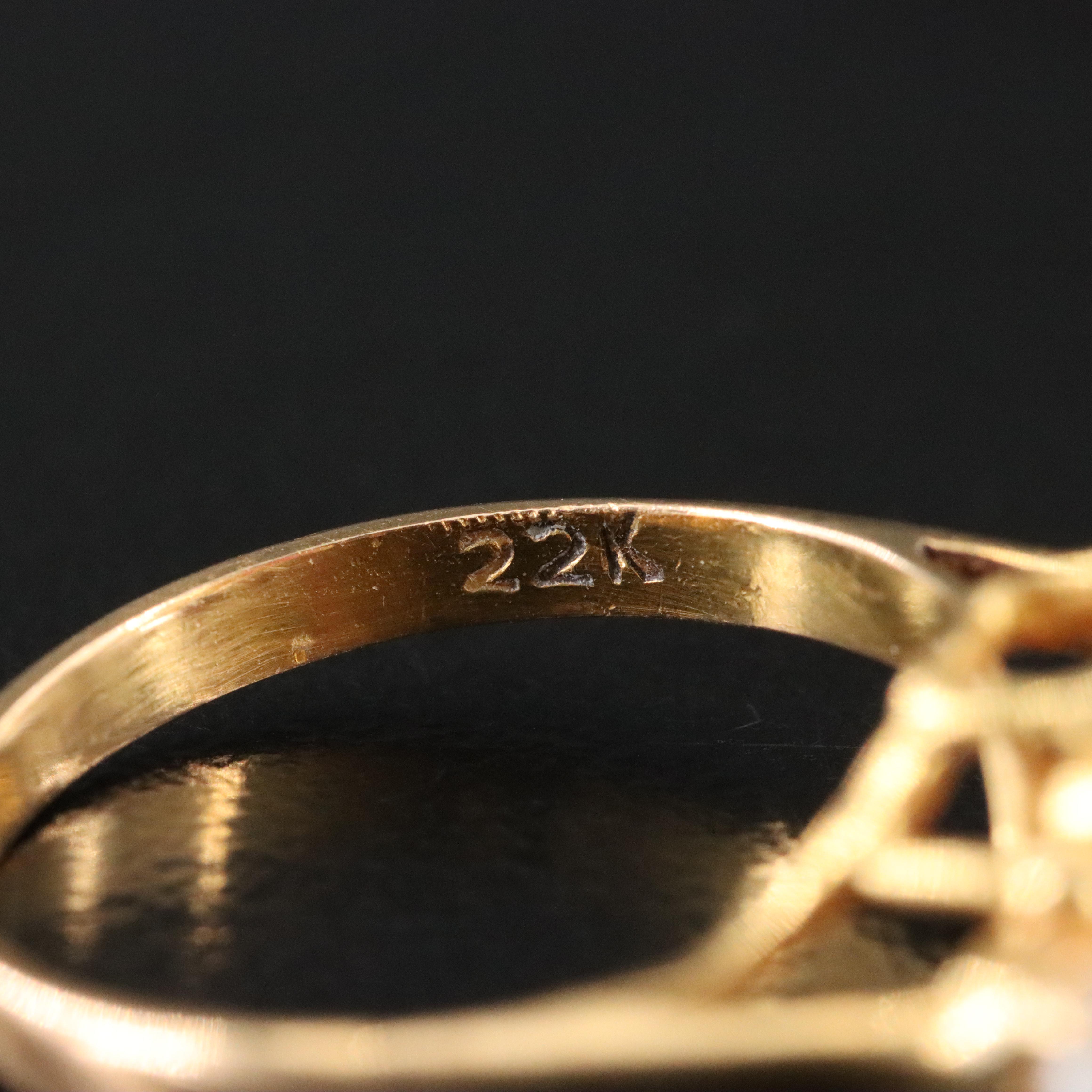 22K Pearl, Ruby and Emerald Ring