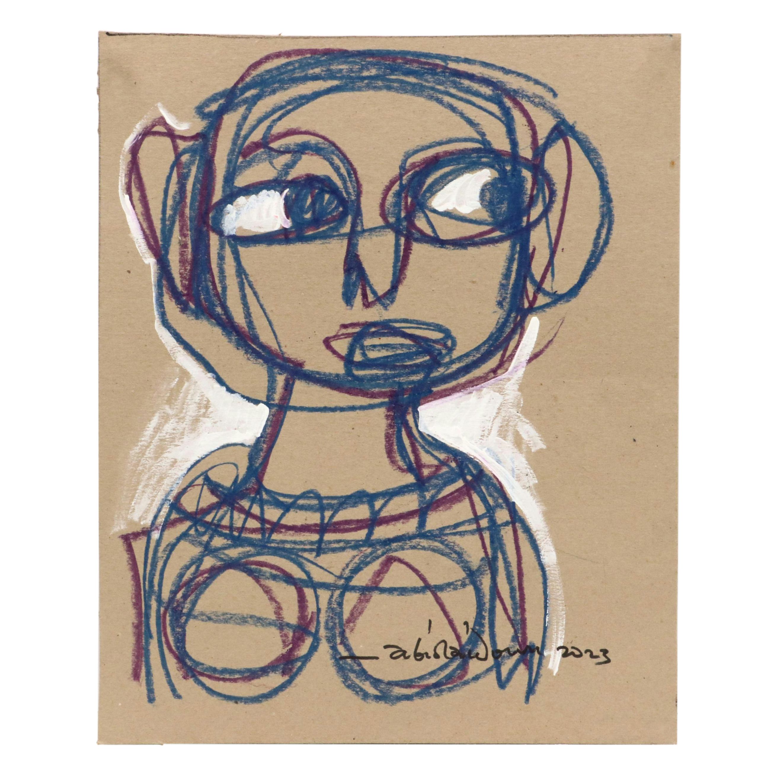 Abiola Idowu Modern Portrait Drawing "I Love you a great DEAL," 2023