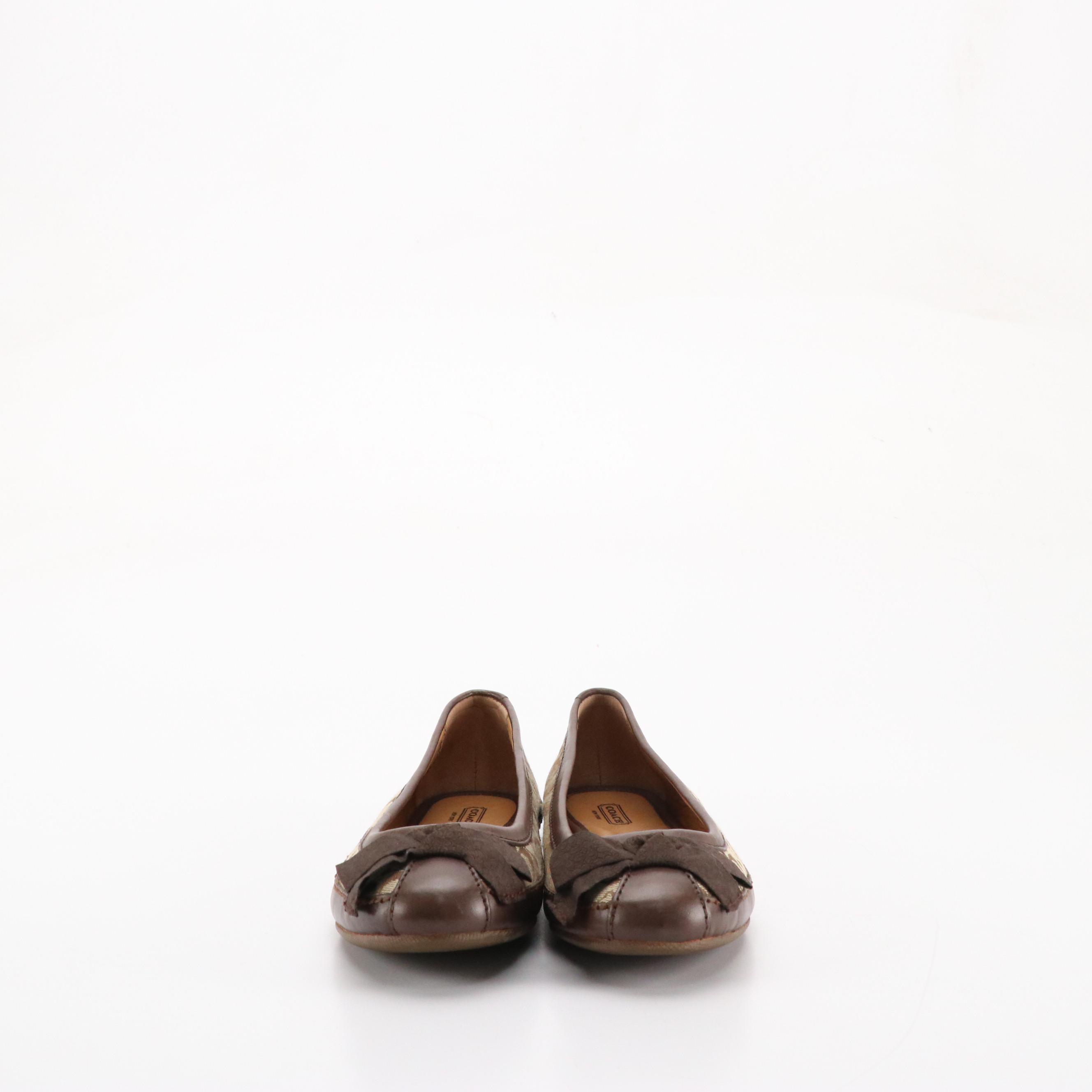 Coach Saundra Signature Canvas Bow Flats, Saks Fifth Avenue Brown Leather Flats