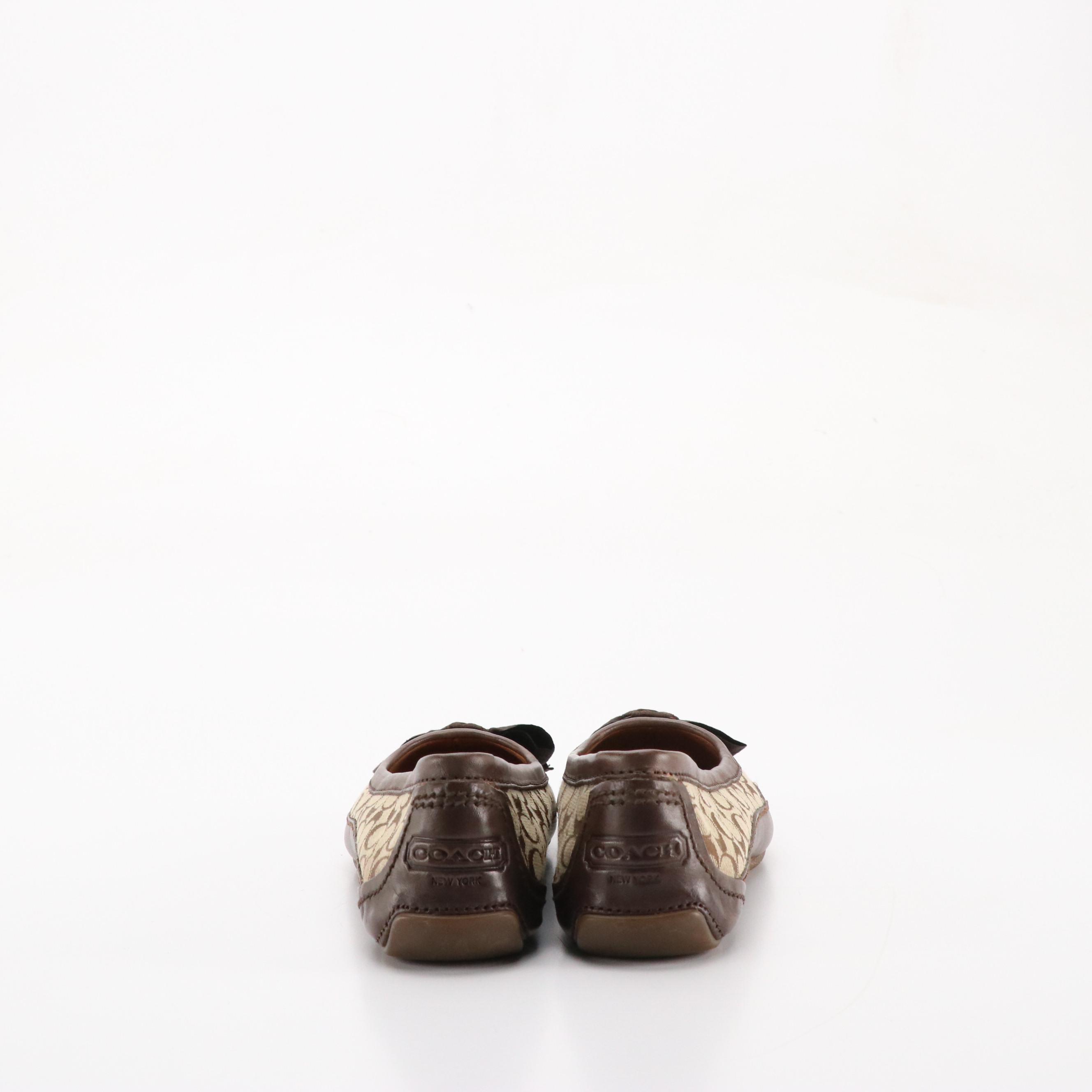 Coach Saundra Signature Canvas Bow Flats, Saks Fifth Avenue Brown Leather Flats