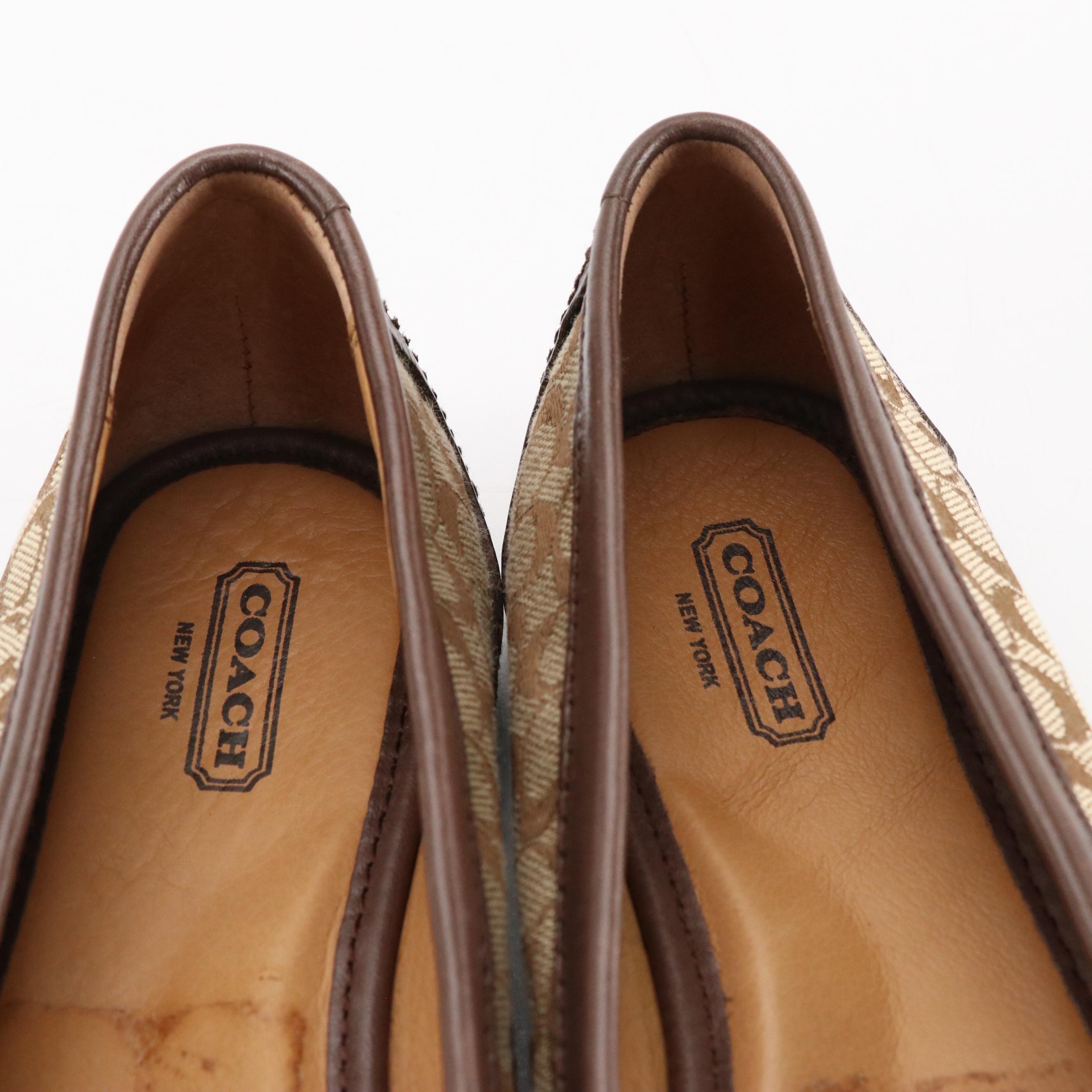 Coach Saundra Signature Canvas Bow Flats, Saks Fifth Avenue Brown Leather Flats