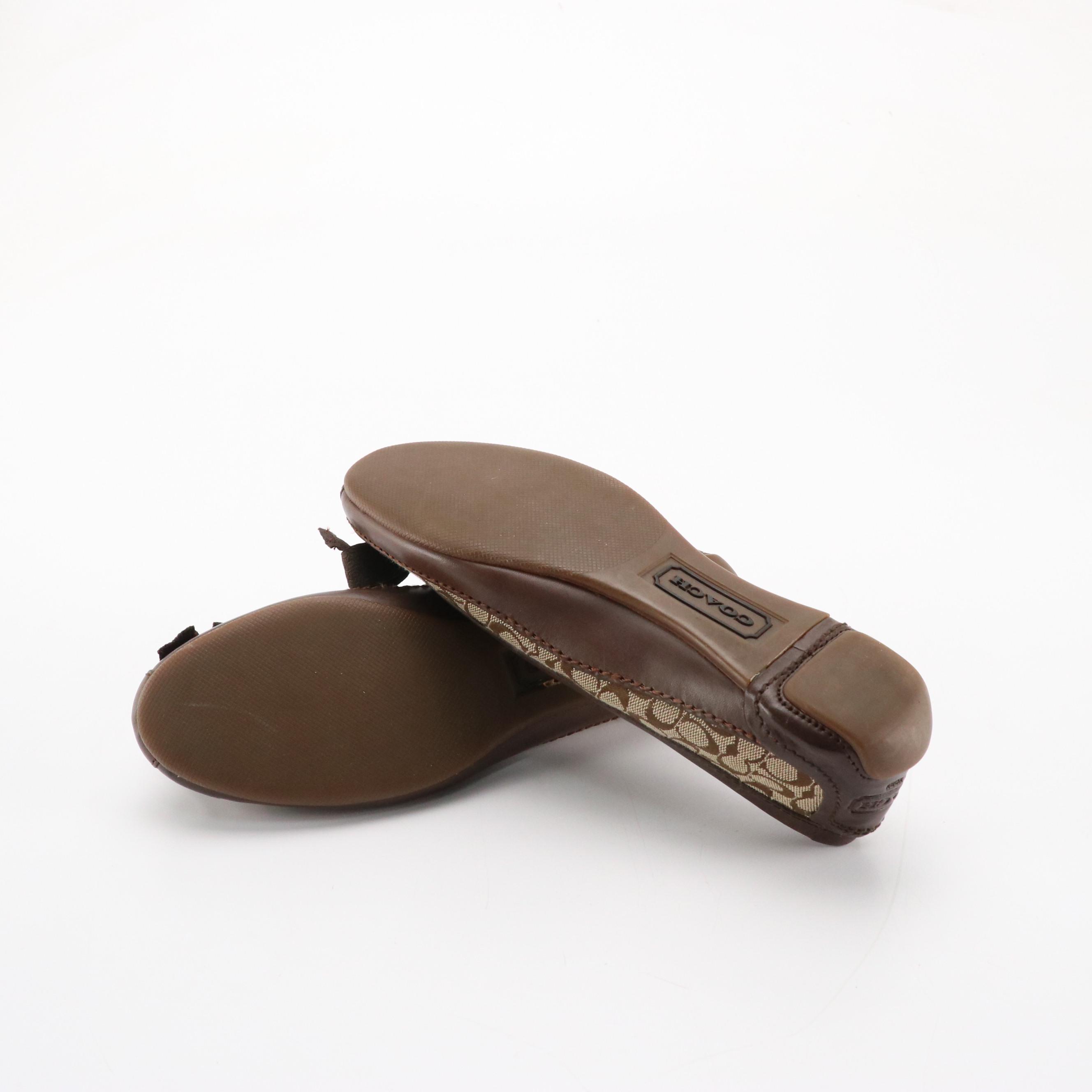 Coach Saundra Signature Canvas Bow Flats, Saks Fifth Avenue Brown Leather Flats
