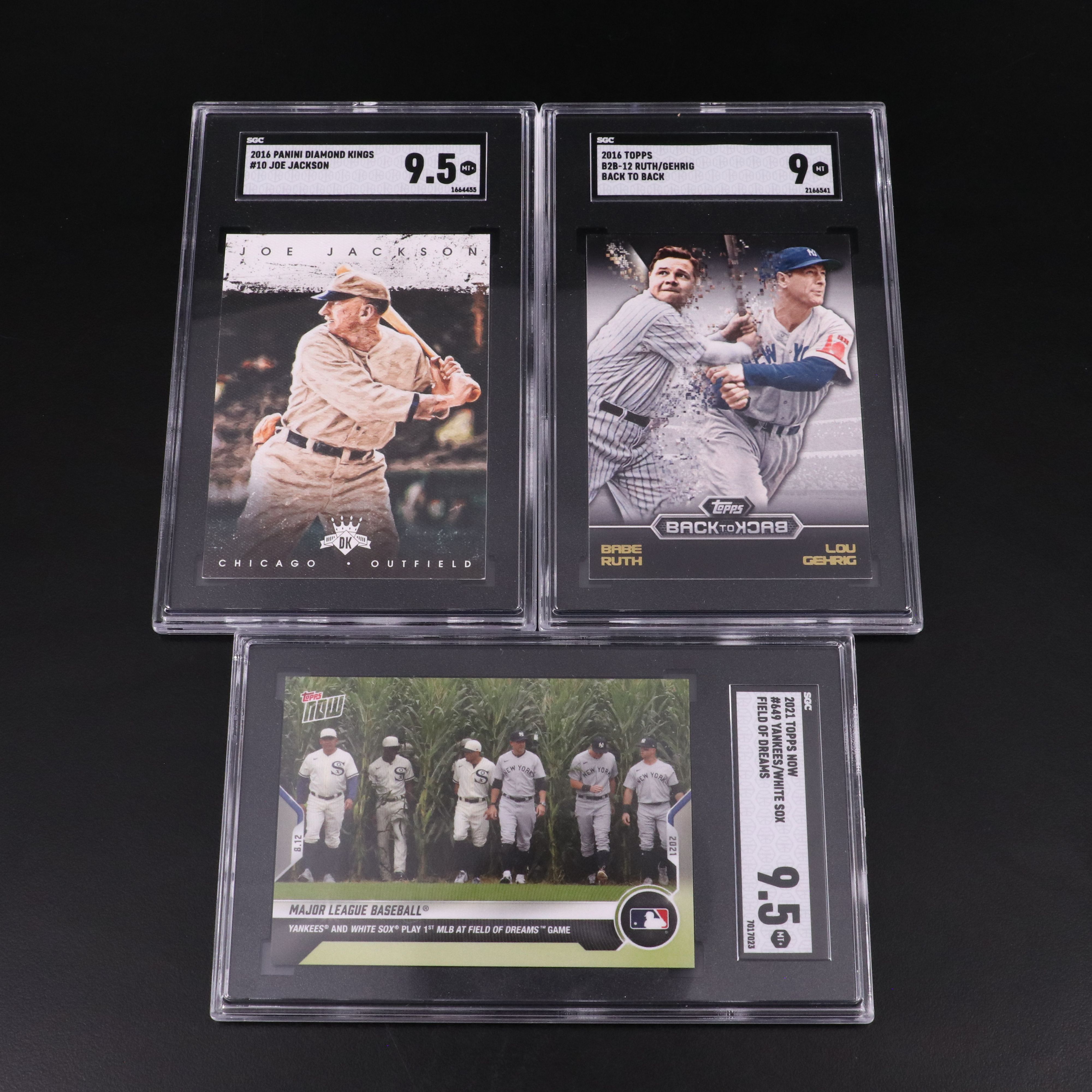 Babe Ruth, Lou Gehrig, and Shoeless Joe Jackson SGC Graded Cards with More