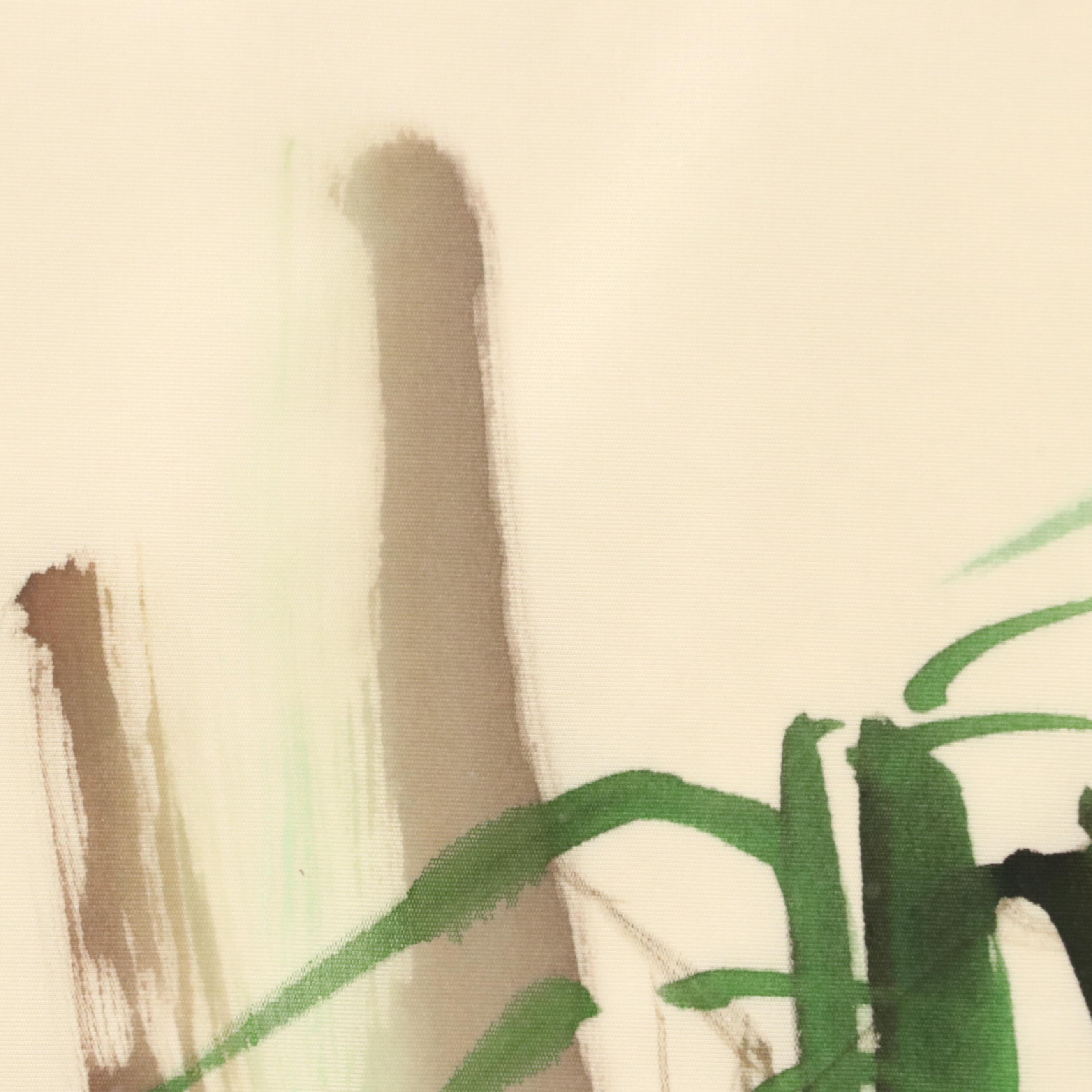 Chinese Gouache on Silk Painting of Perching Birds, 20th Century