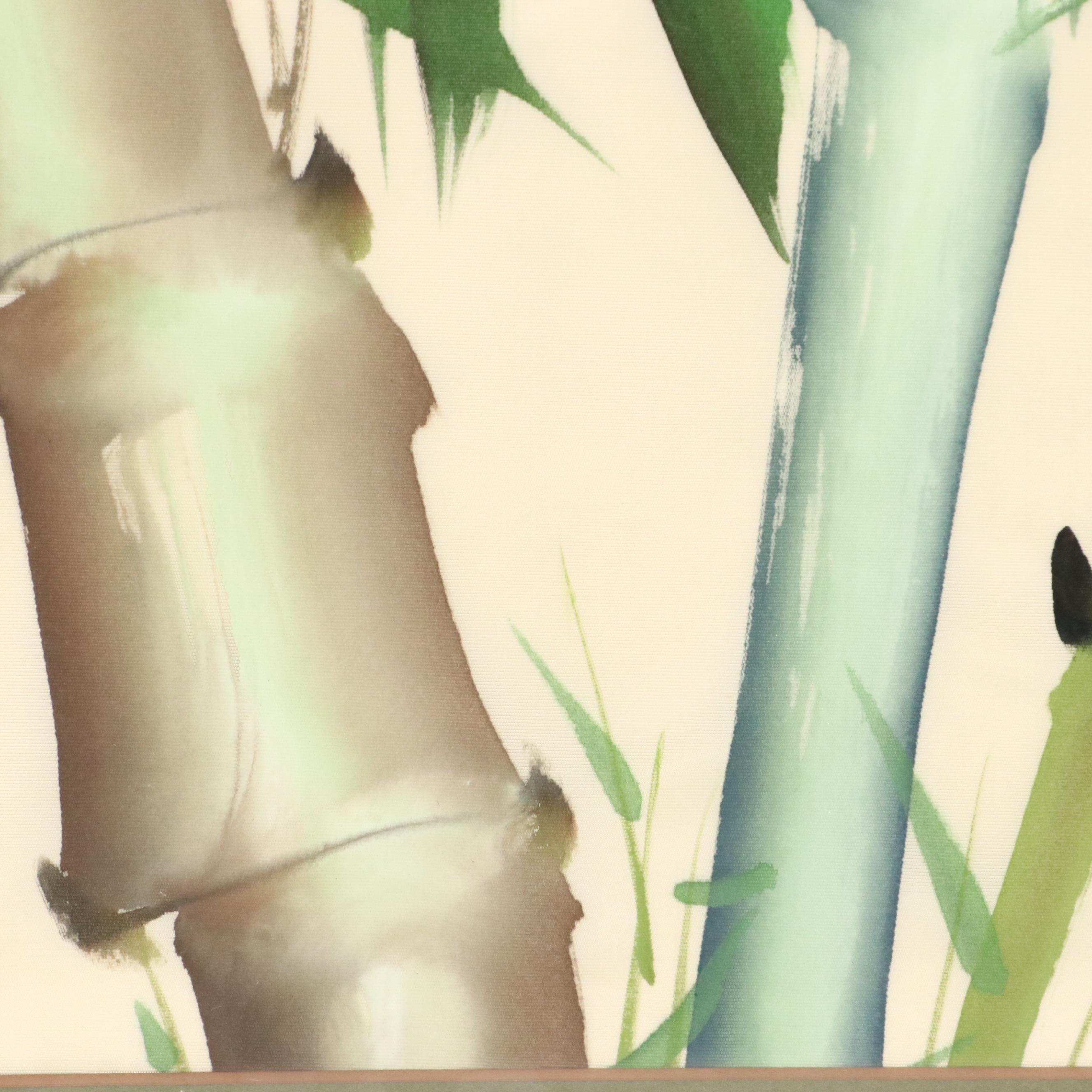 Chinese Gouache on Silk Painting of Perching Birds, 20th Century