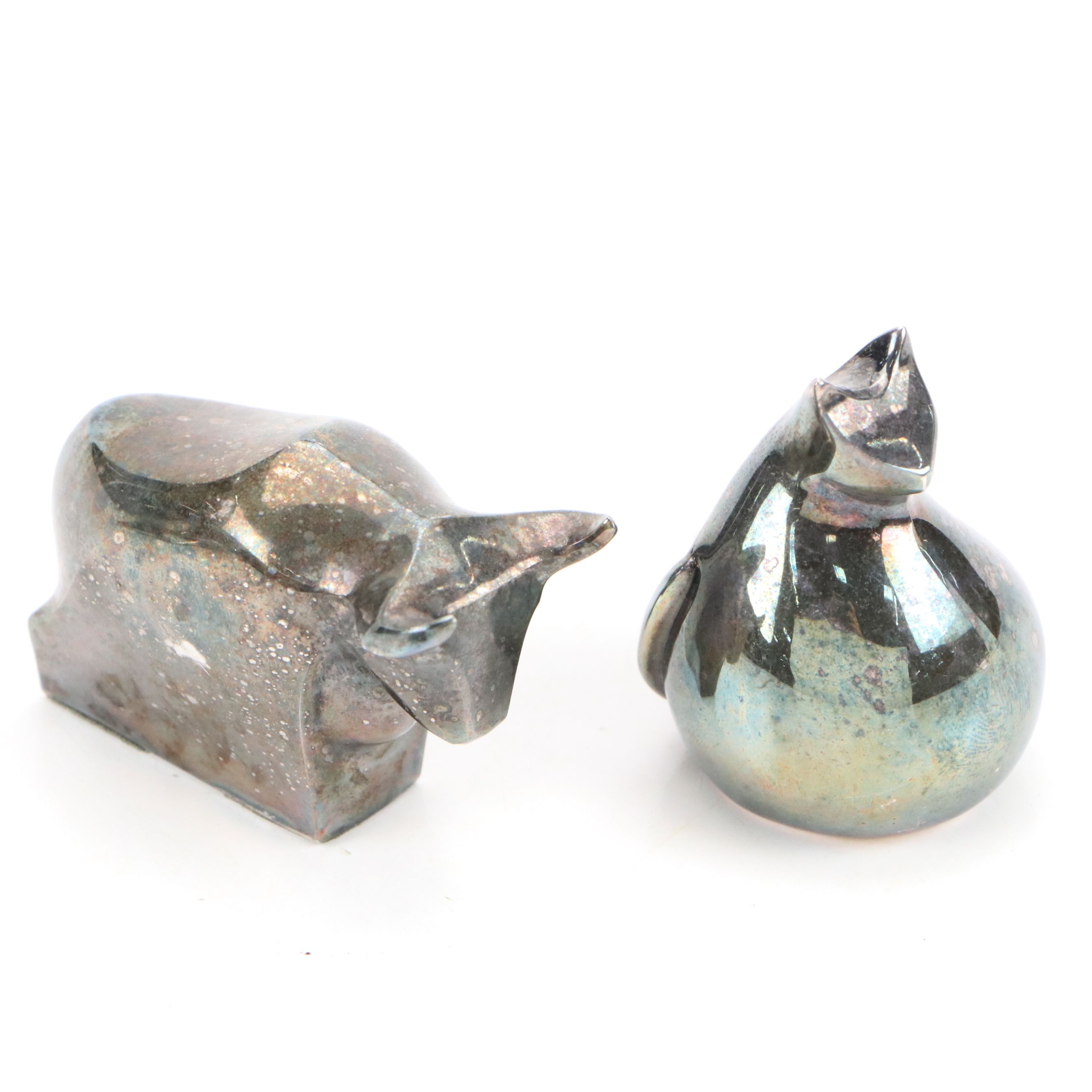 Reed & Barton Silver Plate Whale Music Box with Dansk Figurines and More Décor