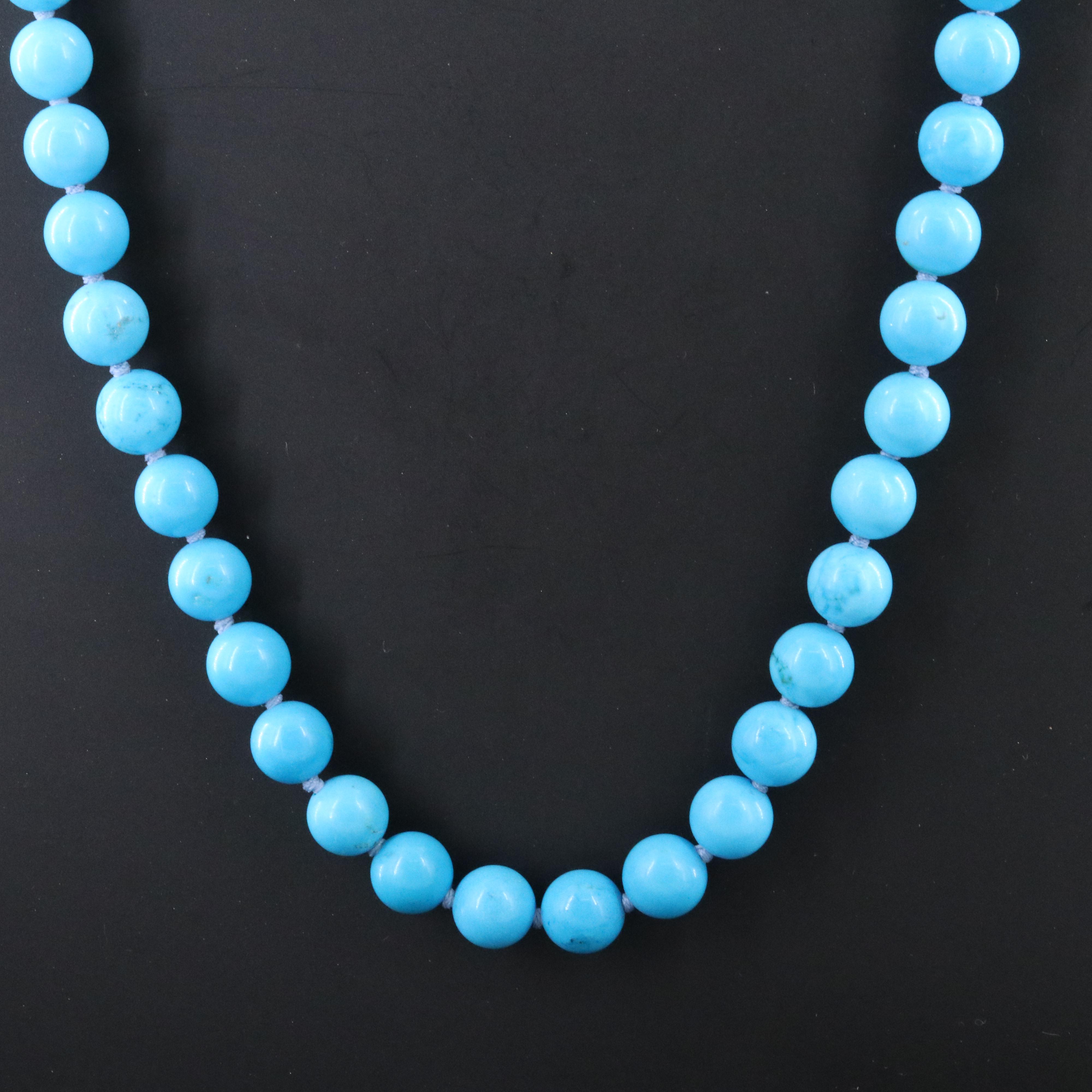 Faux Turquoise Necklace with Sterling Diamond Accents Attributed to Sheryl Lowe