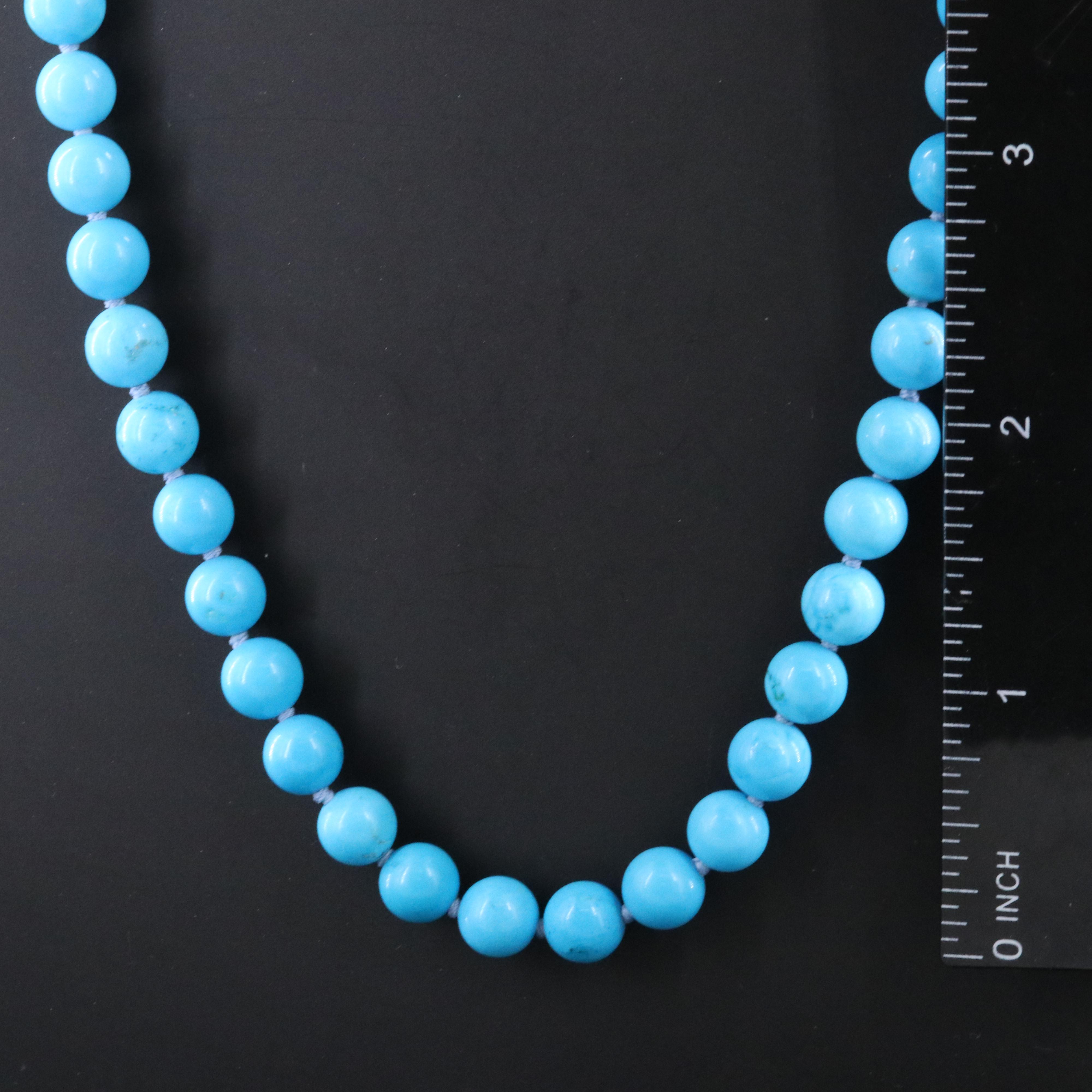 Faux Turquoise Necklace with Sterling Diamond Accents Attributed to Sheryl Lowe