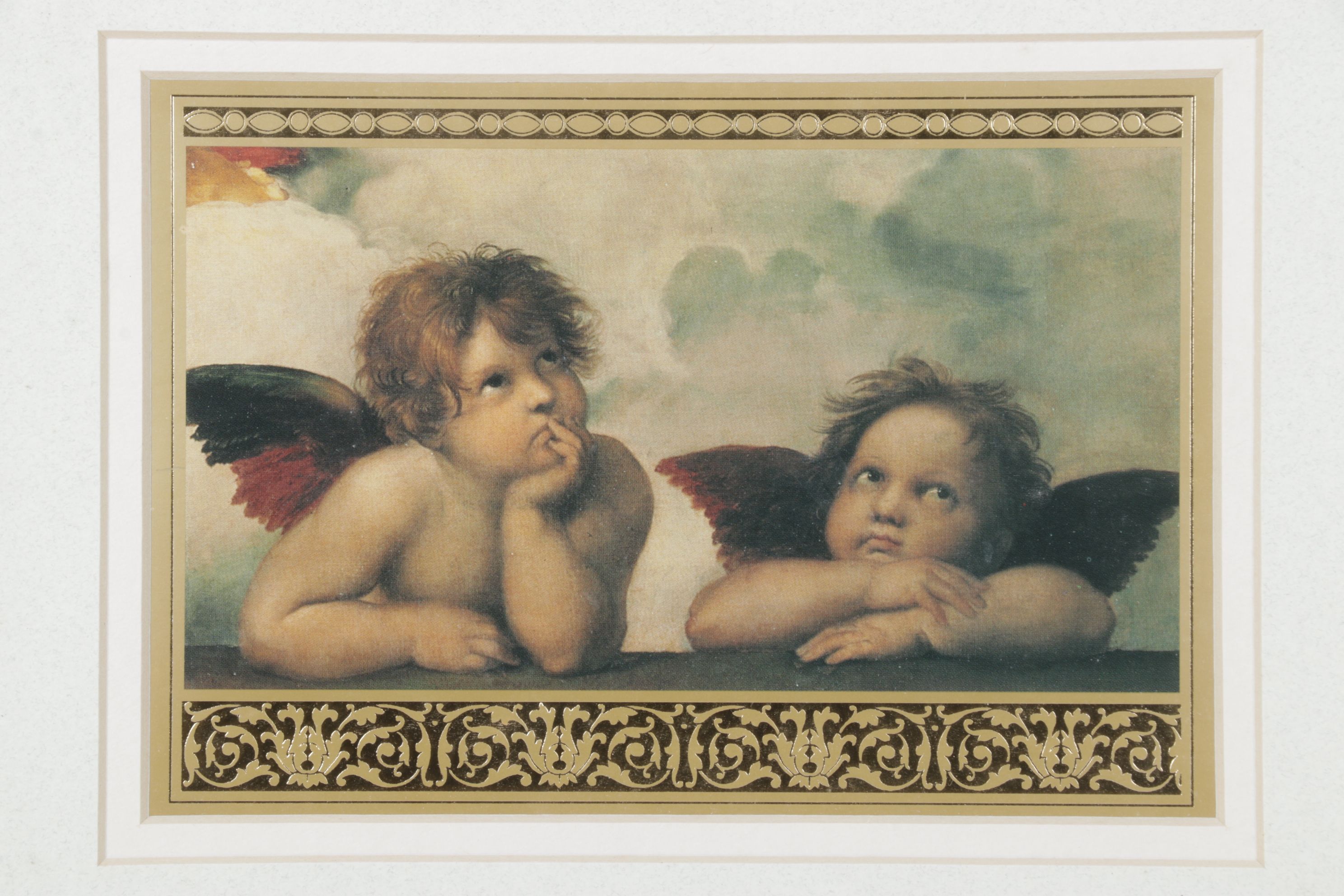 Offset Lithograph Detail of Two Cherubs After Raphael "The Sistine Madonna"