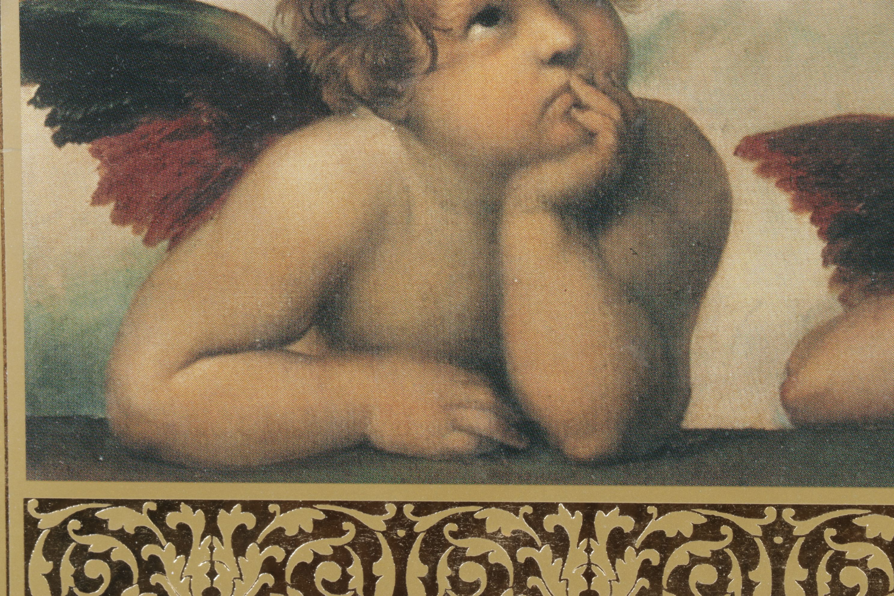 Offset Lithograph Detail of Two Cherubs After Raphael "The Sistine Madonna"
