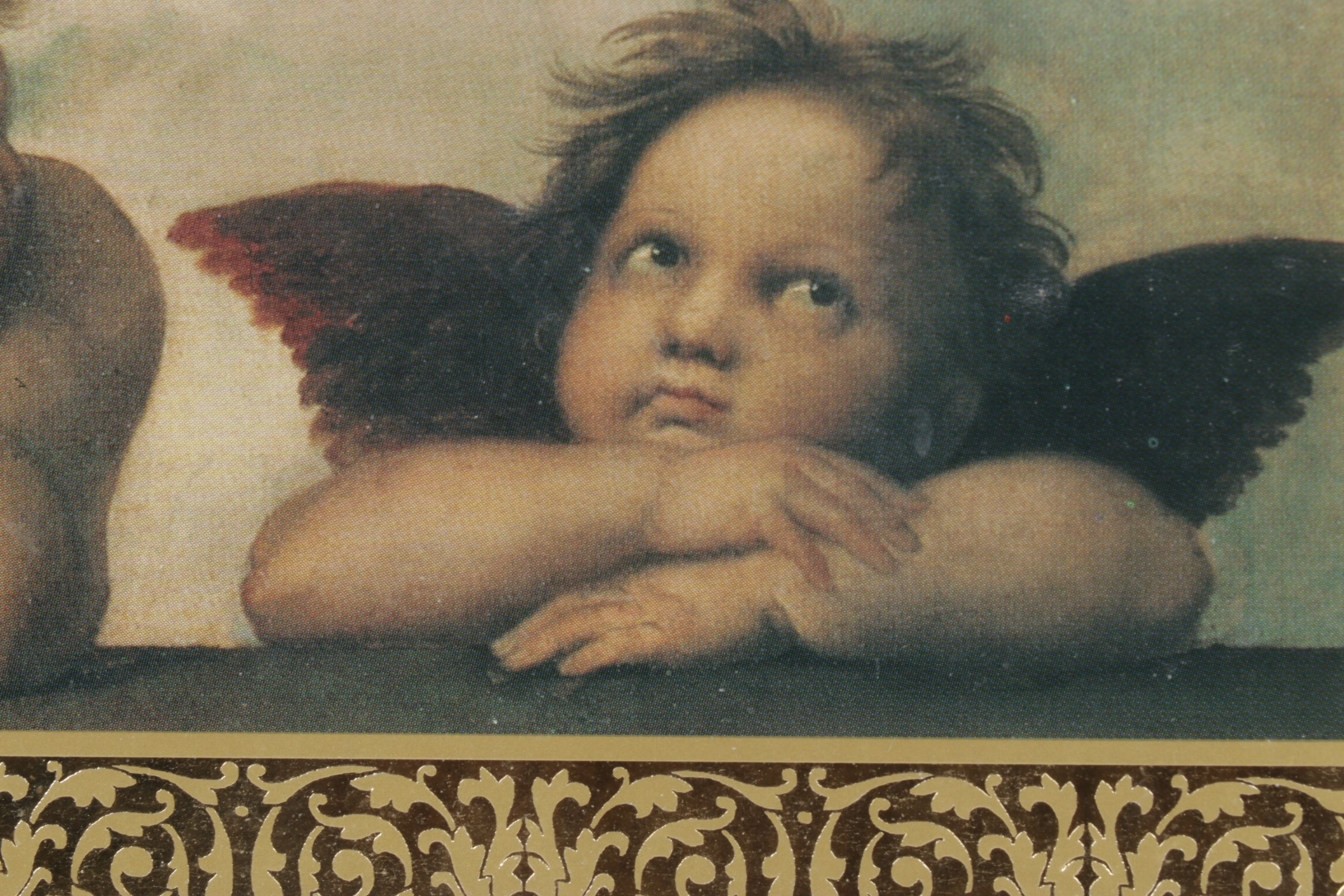 Offset Lithograph Detail of Two Cherubs After Raphael "The Sistine Madonna"