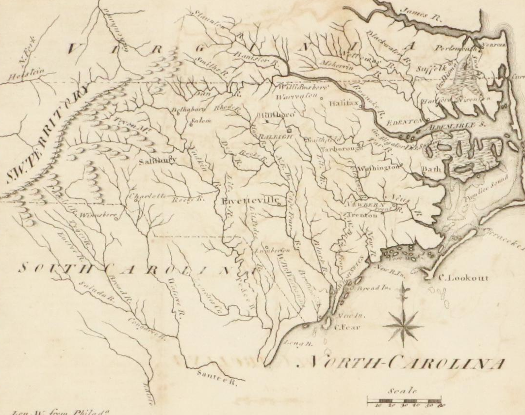 Joseph T. Scott Map Engraving "North Carolina," 1795