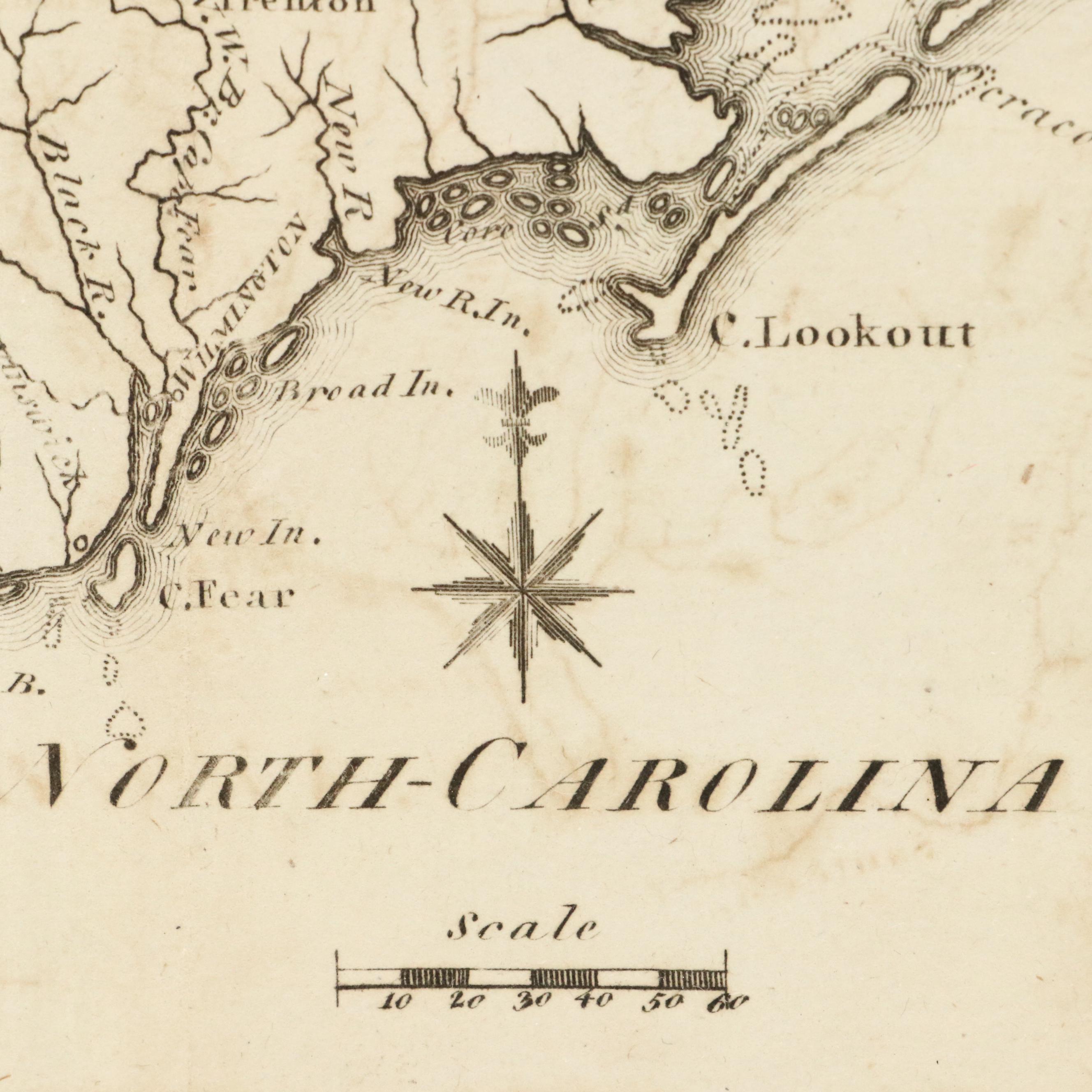 Joseph T. Scott Map Engraving "North Carolina," 1795