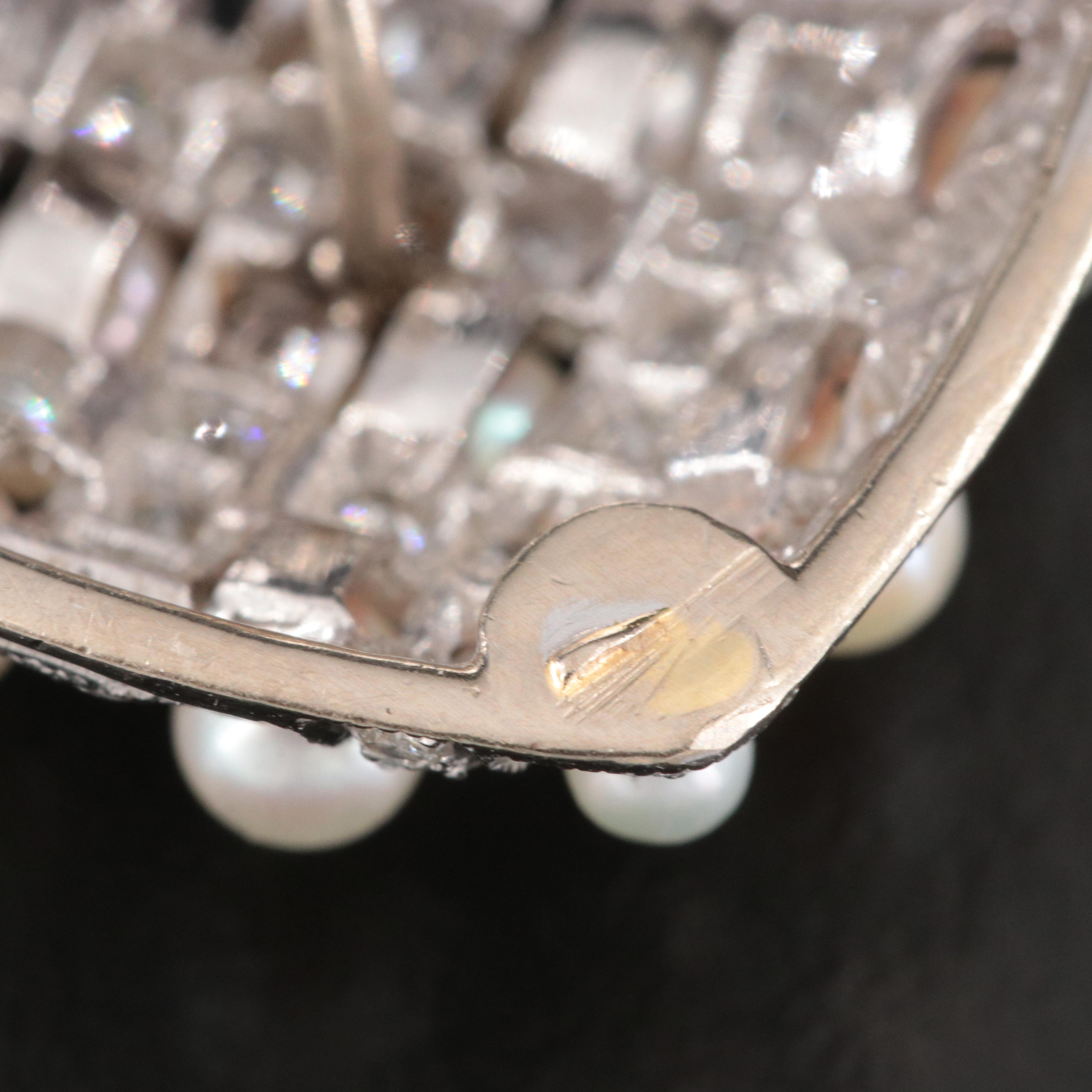 18K 2.06 CTW Diamond and Pearl Quilted Heart Pendant