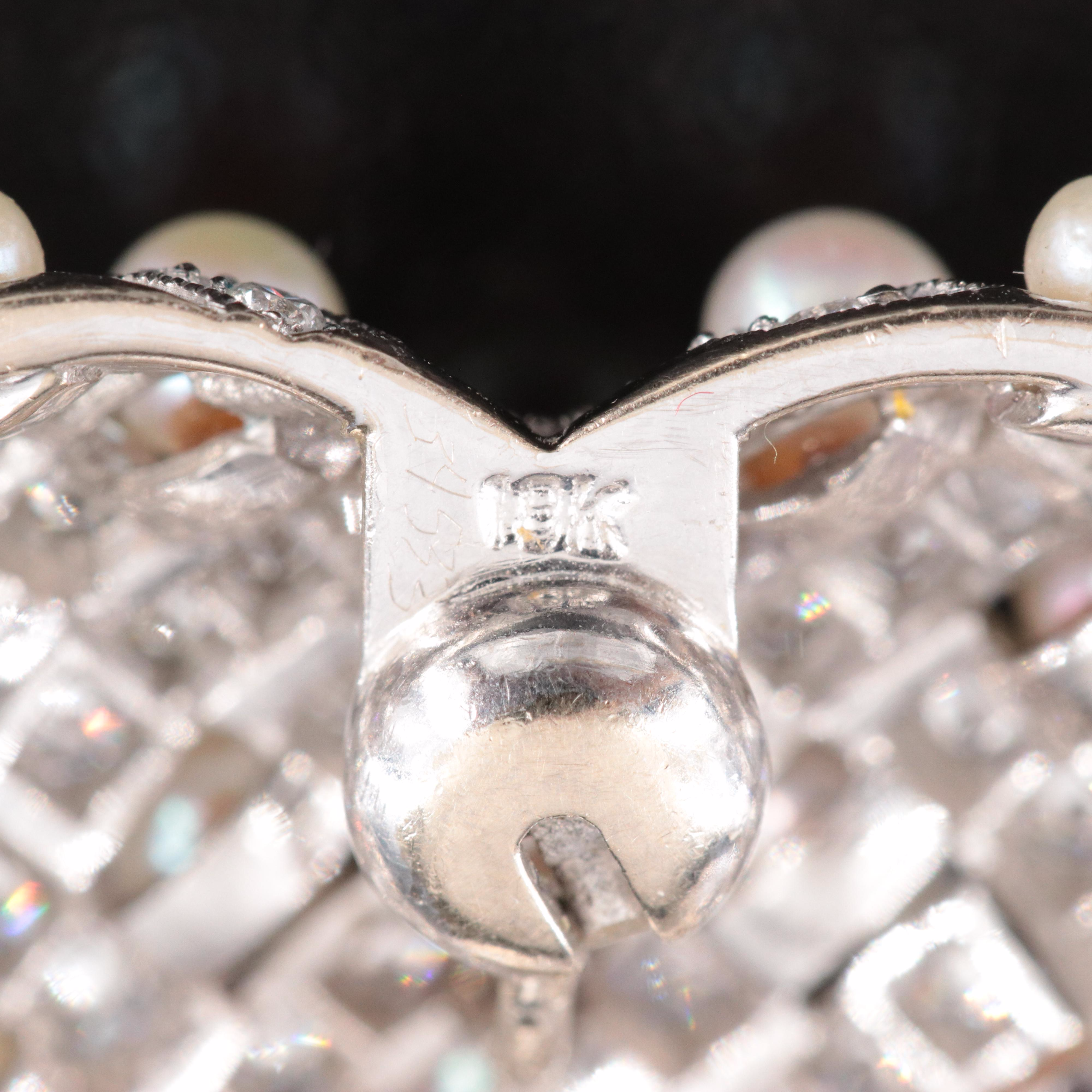 18K 2.06 CTW Diamond and Pearl Quilted Heart Pendant