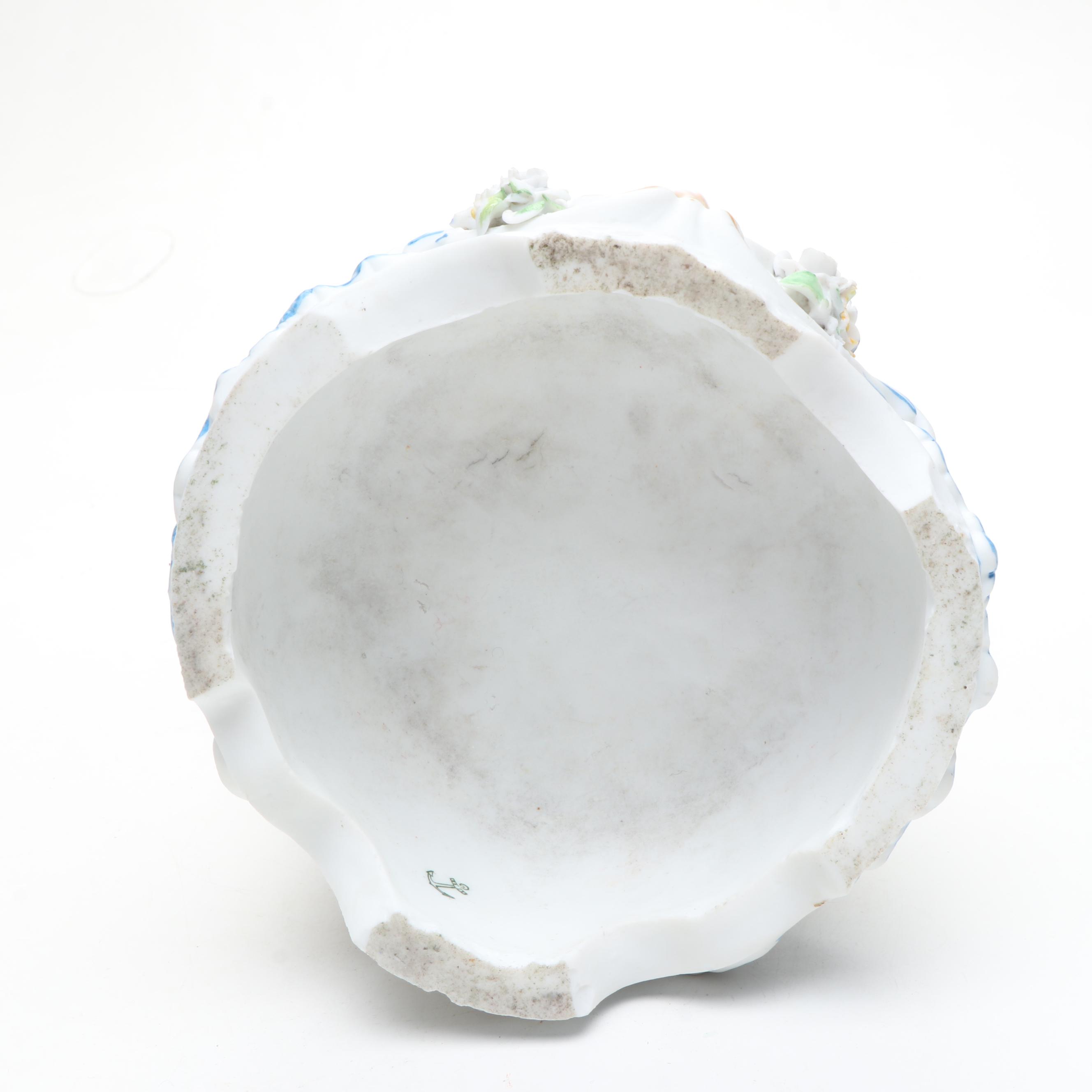 Porcelain Child Figurines with Woman and Cupid Figurine