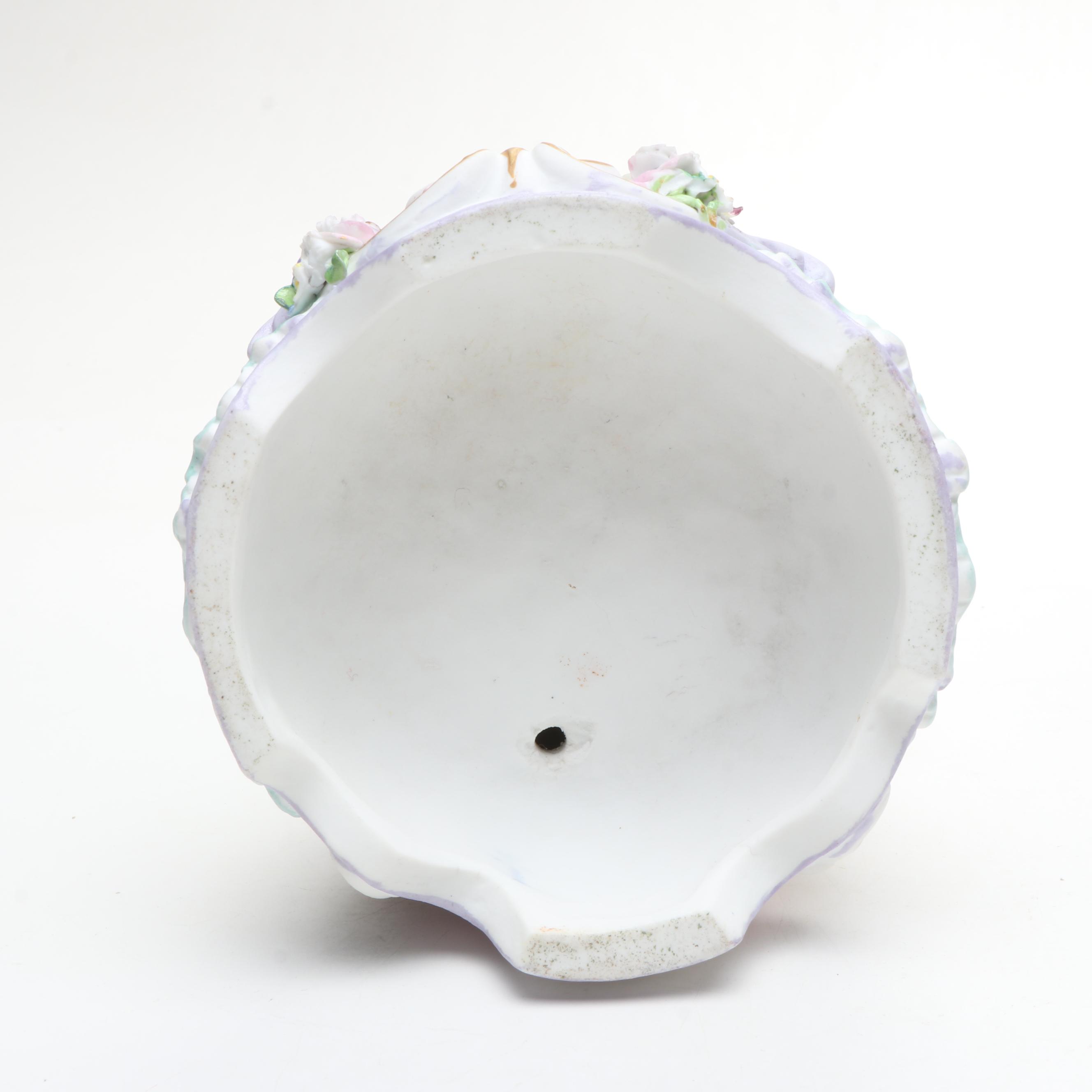 Porcelain Child Figurines with Woman and Cupid Figurine