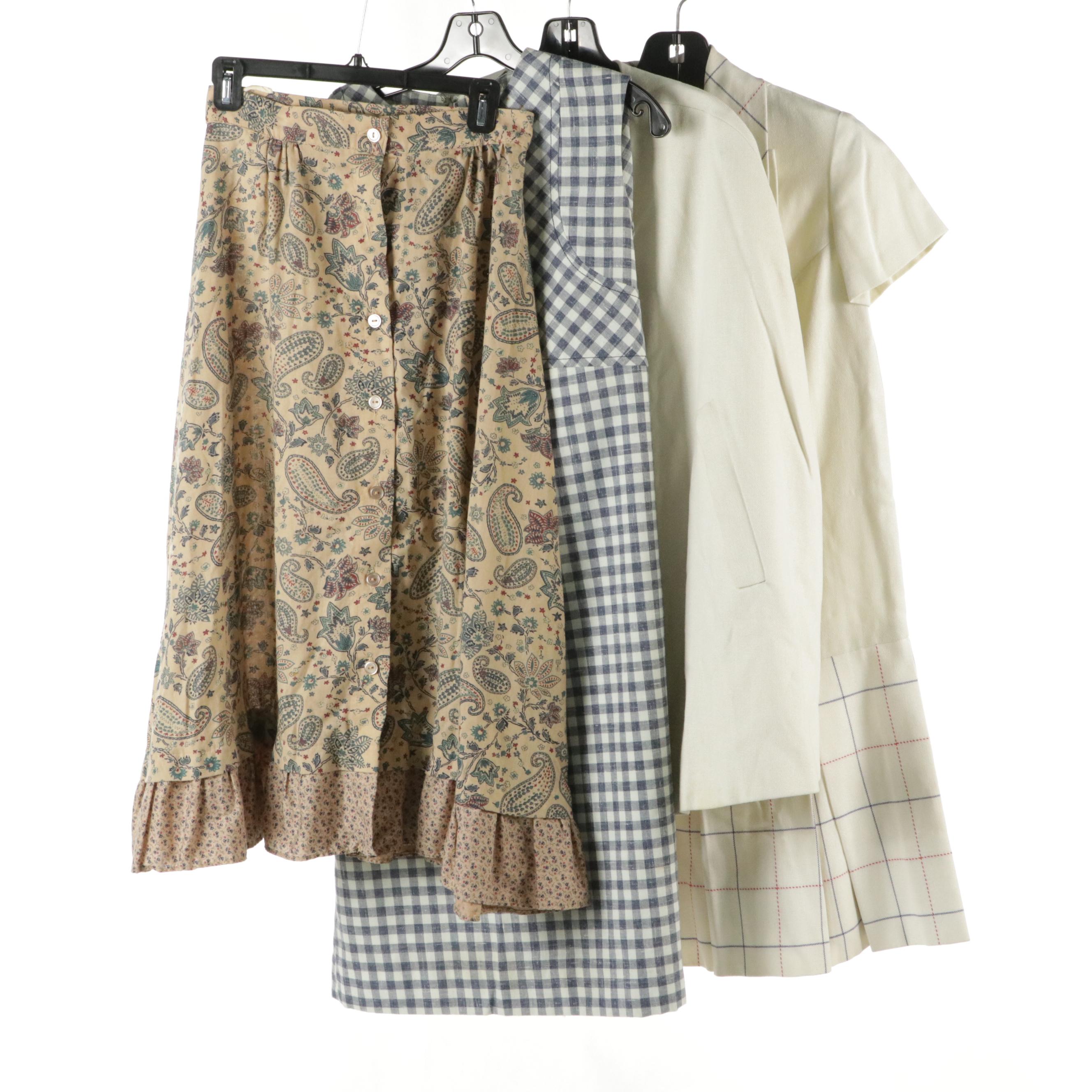 Linen Dress Set, Gingham Check Sleeveless Dress, and Ruffle Midi Skirt