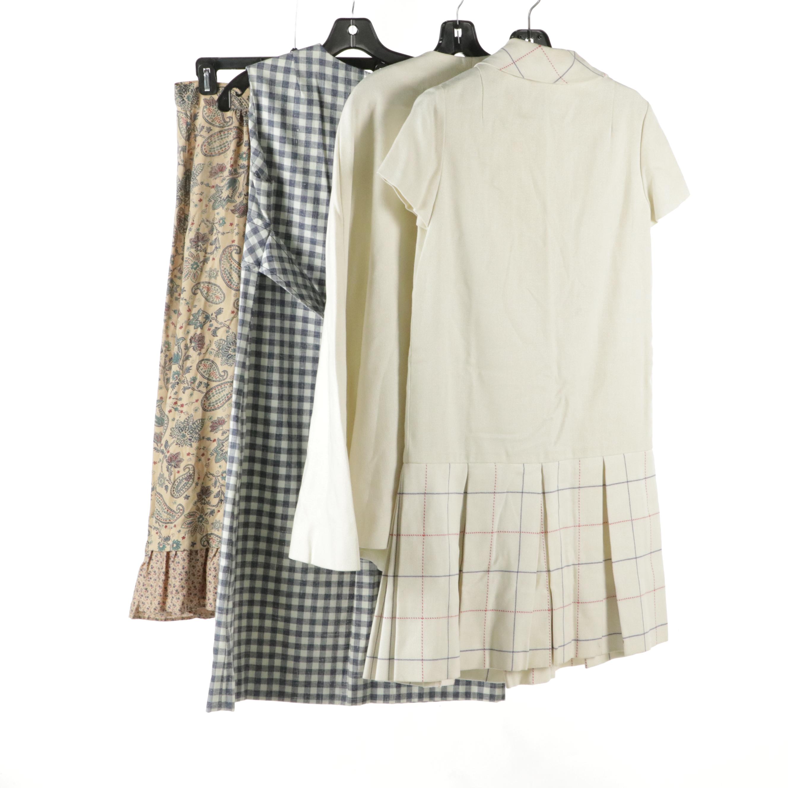 Linen Dress Set, Gingham Check Sleeveless Dress, and Ruffle Midi Skirt