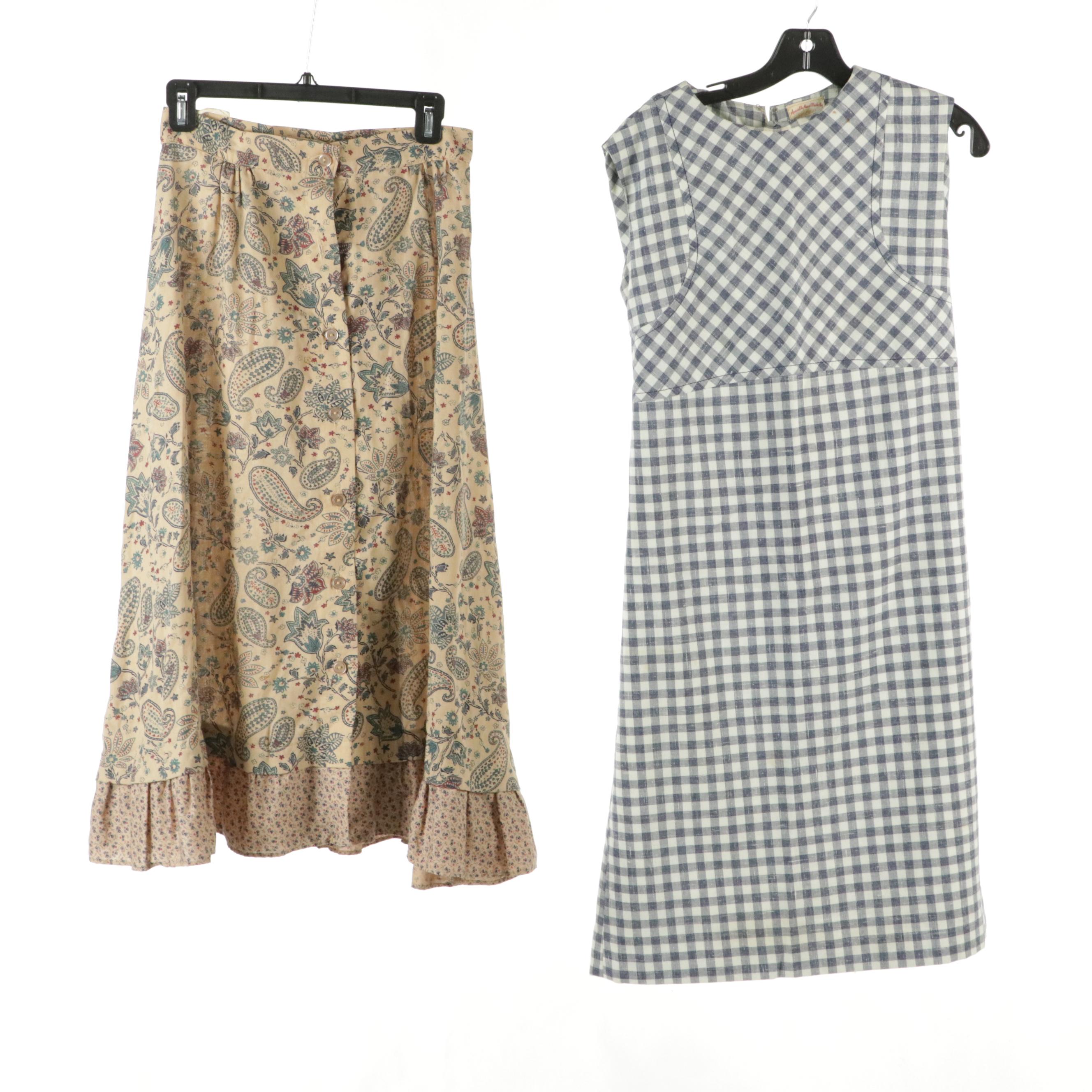 Linen Dress Set, Gingham Check Sleeveless Dress, and Ruffle Midi Skirt