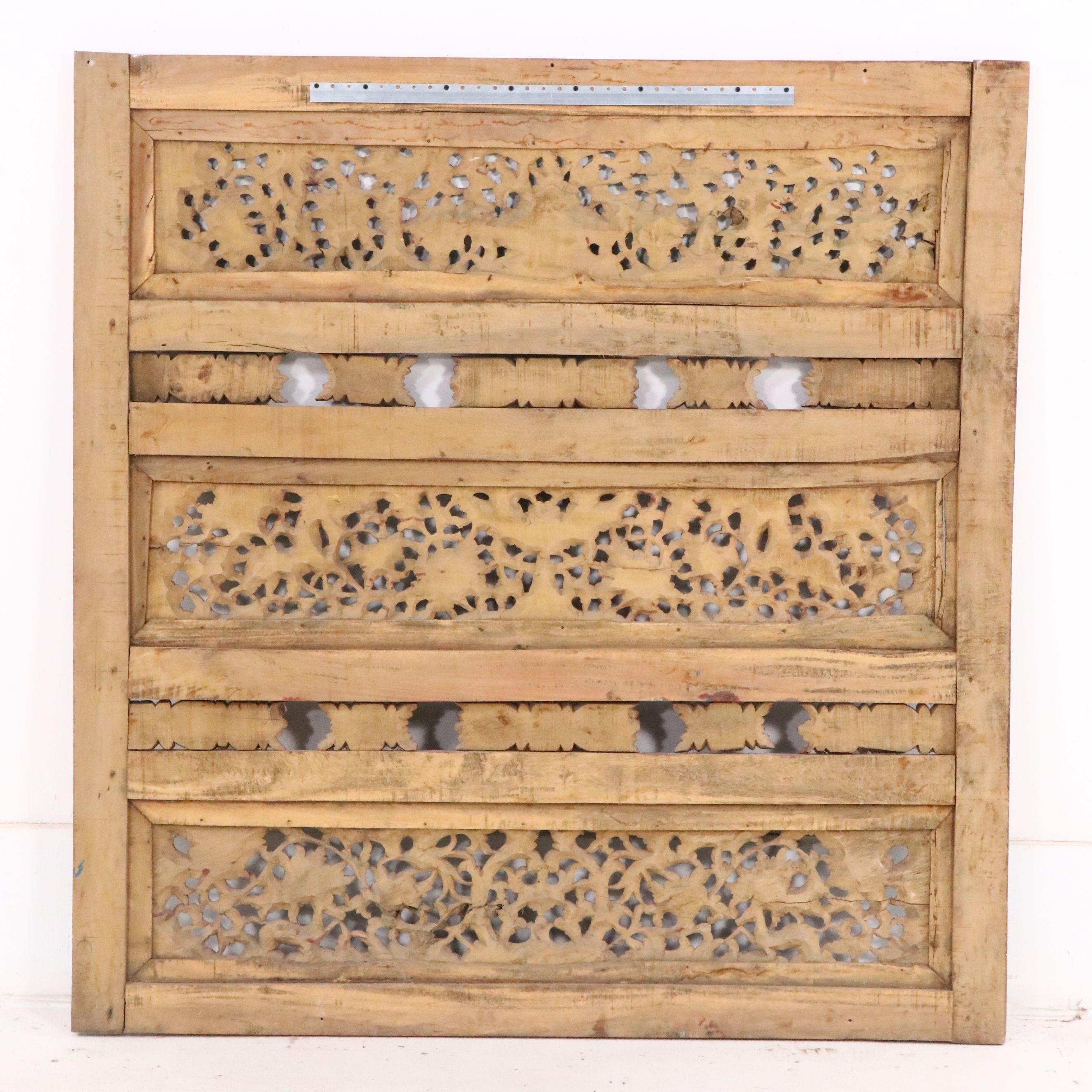 Southeast Asian Style Polychrome Carved Wood Panel