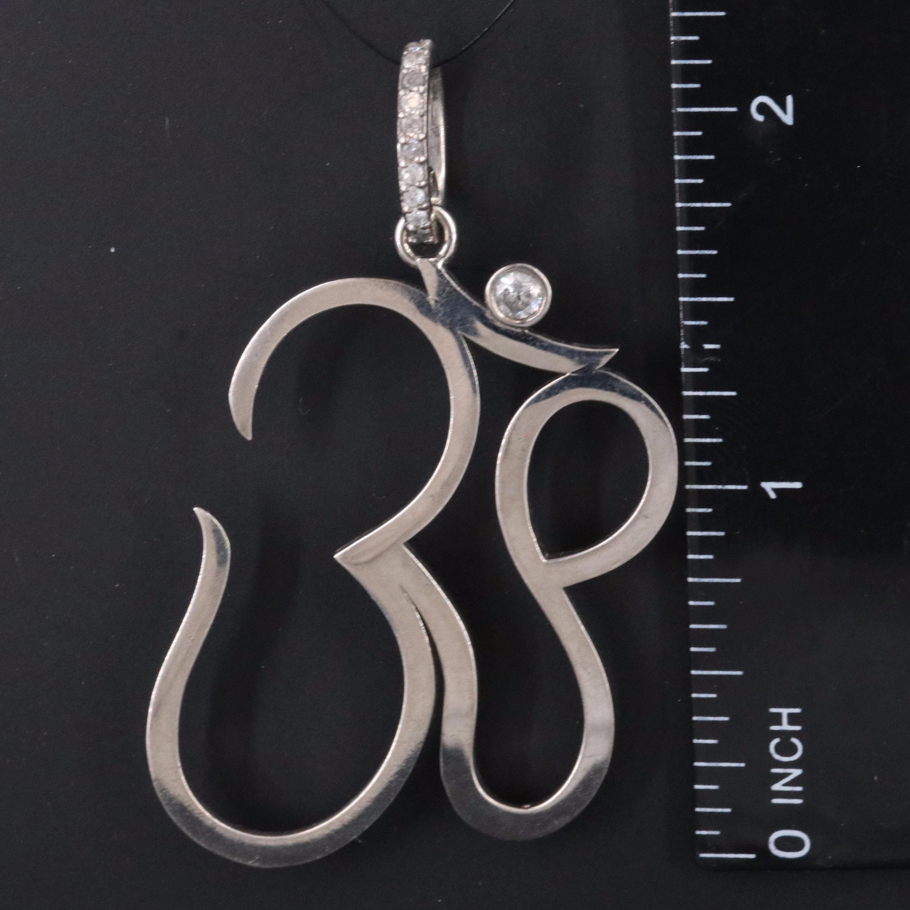 Sterling Diamond Ohm Pendant Attributed to Sheryl Lowe
