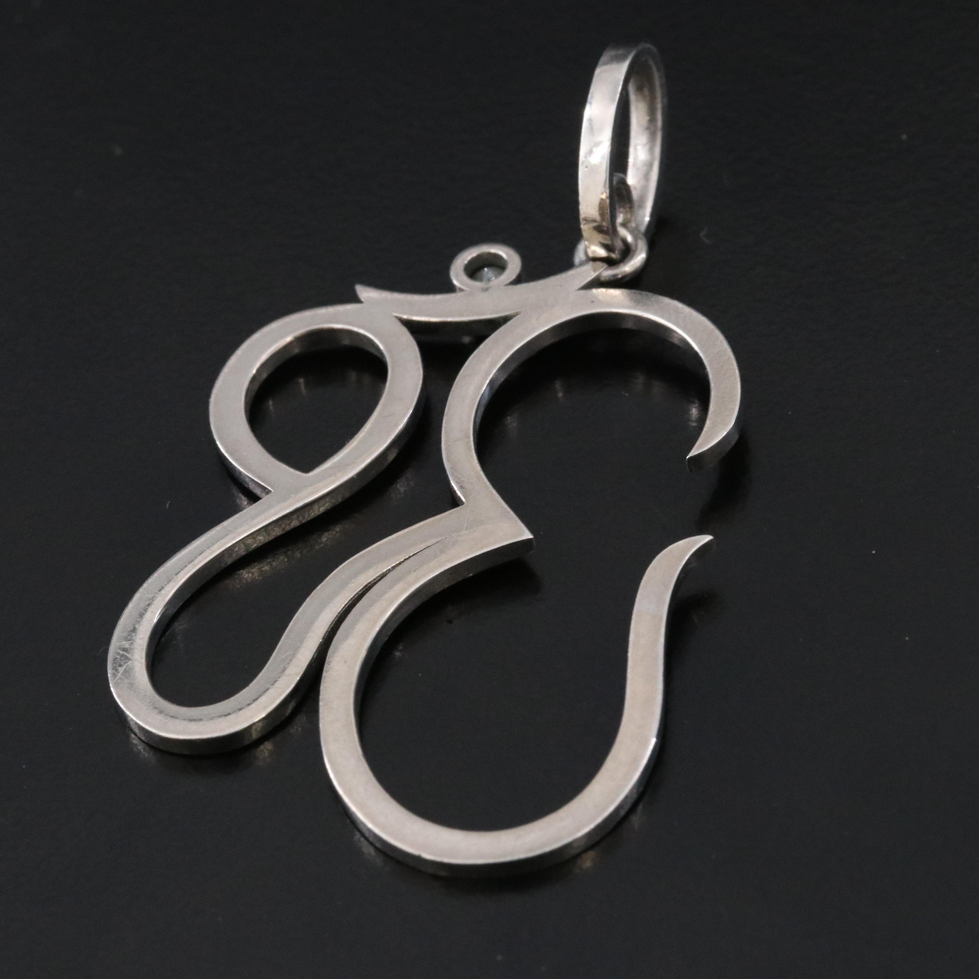 Sterling Diamond Ohm Pendant Attributed to Sheryl Lowe